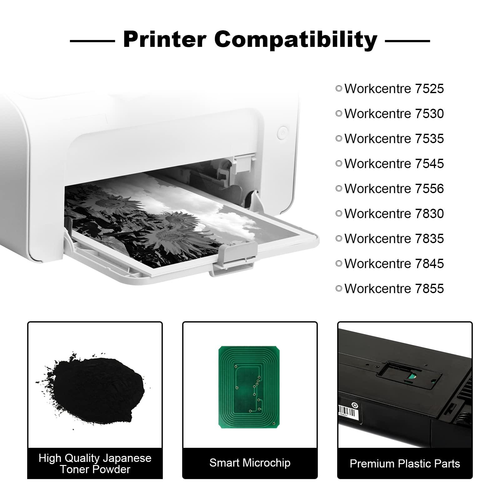 W-Print Remanufactured Toner Cartridge for Xerox Workcentre 7525/7530/7535/7545/7556/7830/7835/7845/7855 Compatible with 006R01513 Black Toner 26000 Pages-1 Pack - Image 2