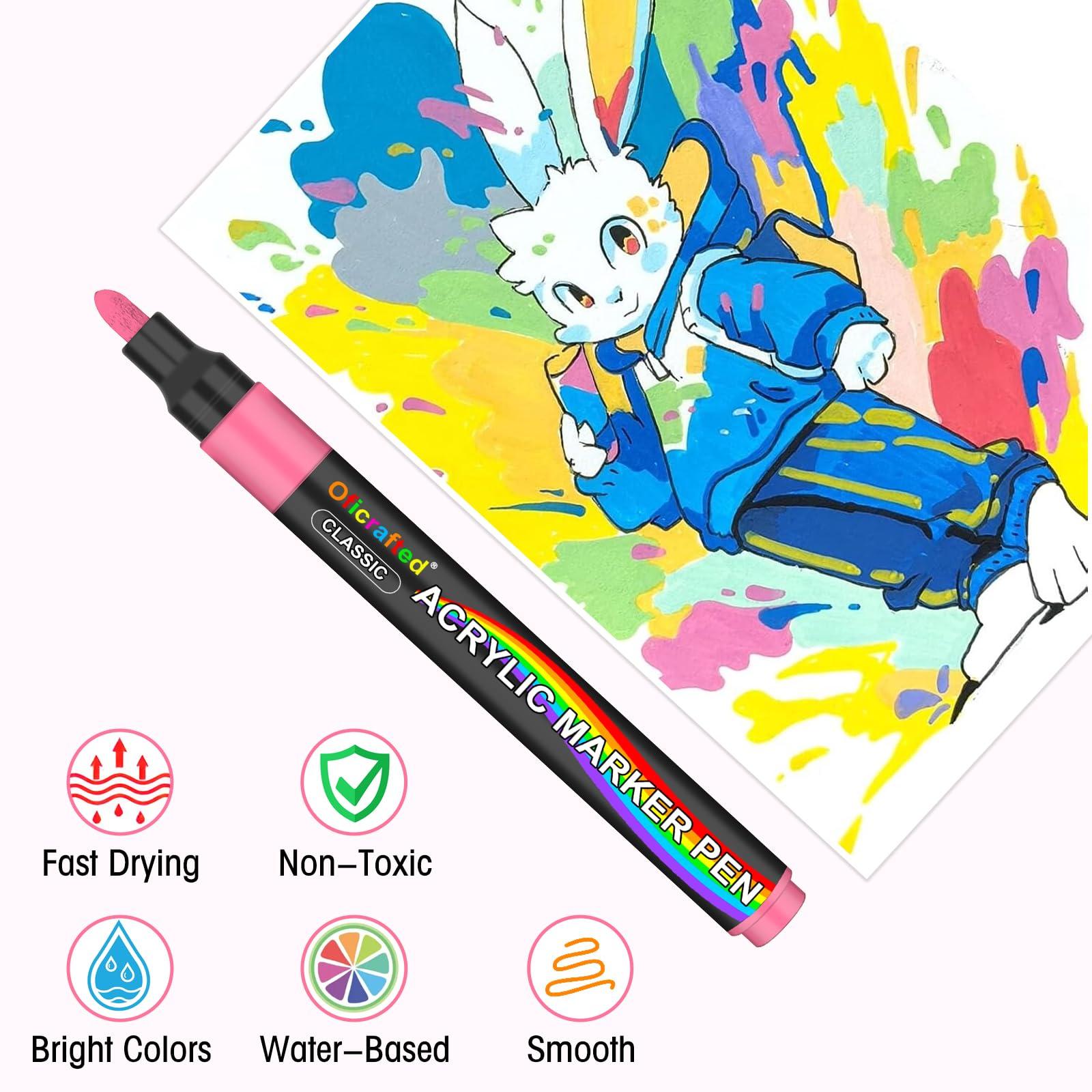 Oficrafted 80 Colors Acrylic Paint Pens, Premium Acrylic Paint Markers, Paint Pens & Paint Markers for Wood, Canvas, Rock Painting, Stone Surfaces,DIY Crafts Making - Image 8