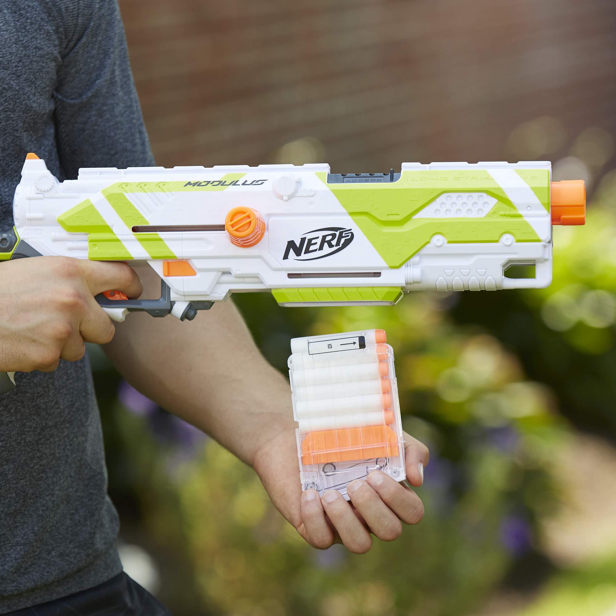 NERF Longstrike Modulus Toy Blaster with Barrel Extension, Bipod, Scopes, 18 Elite Darts & 3 Six-Clips (Amazon Exclusive) - Image 8