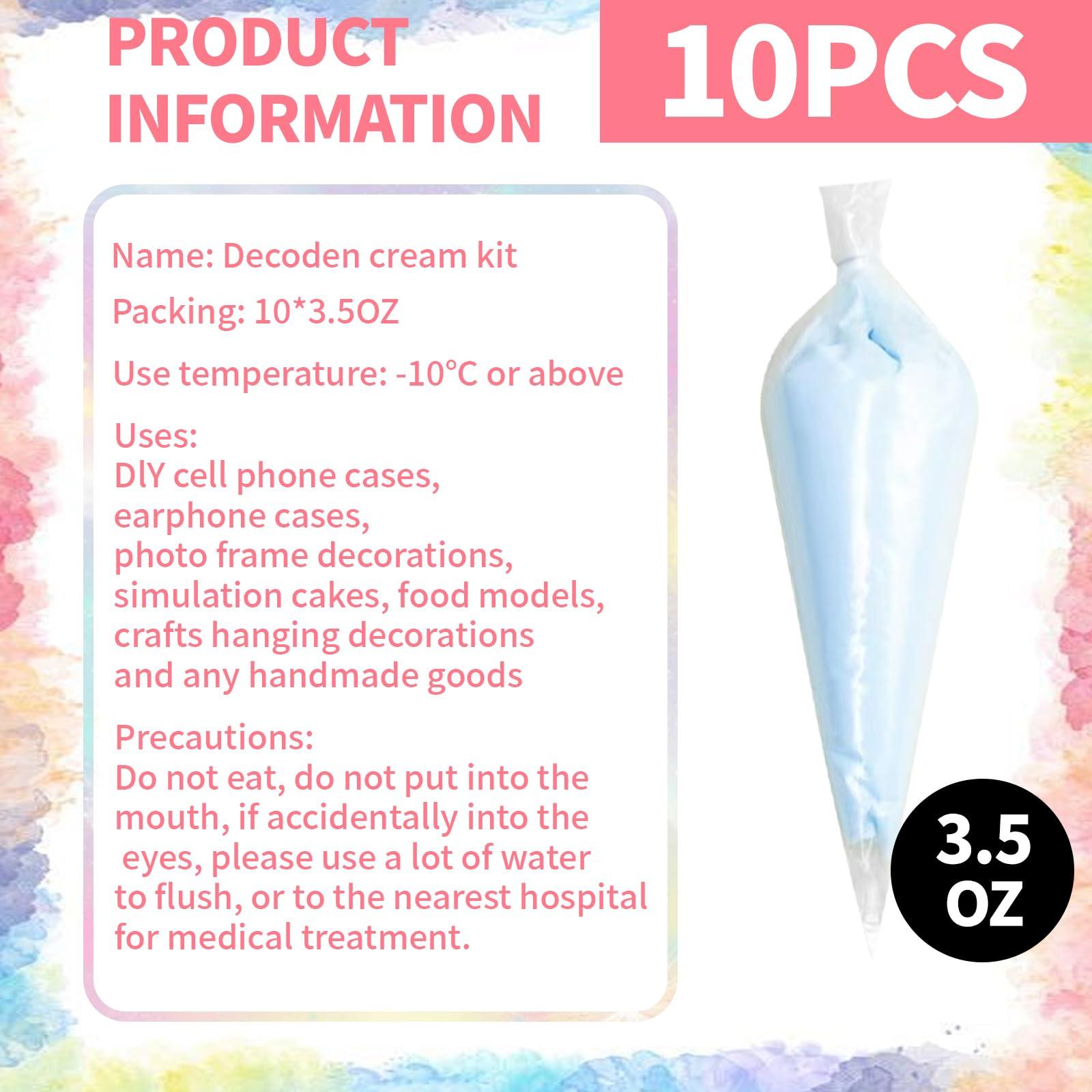 10Pcs 3.5 Oz Decoden Cream Kit, Pearlescent Rainbow Theme Simulation Fake Whipped Cream Glue, Deco Cream, Suitable for DIY Crafts and Phone Case Decoration(Pearlescent 10 Colors) - Image 3
