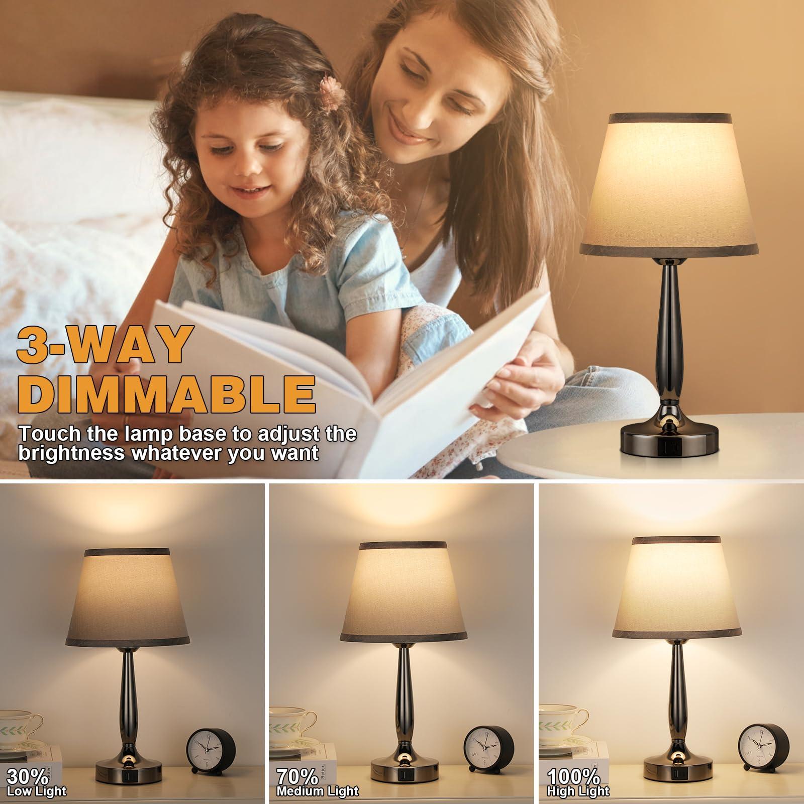 Kakanuo Touch Table Lamp for Bedroom, Small Bedside Lamp with USB C Charging Port, 3 Way Dimmable Touch Control Nightstand Lamp for Living Room and Office, LED Bulb Included - Image 3