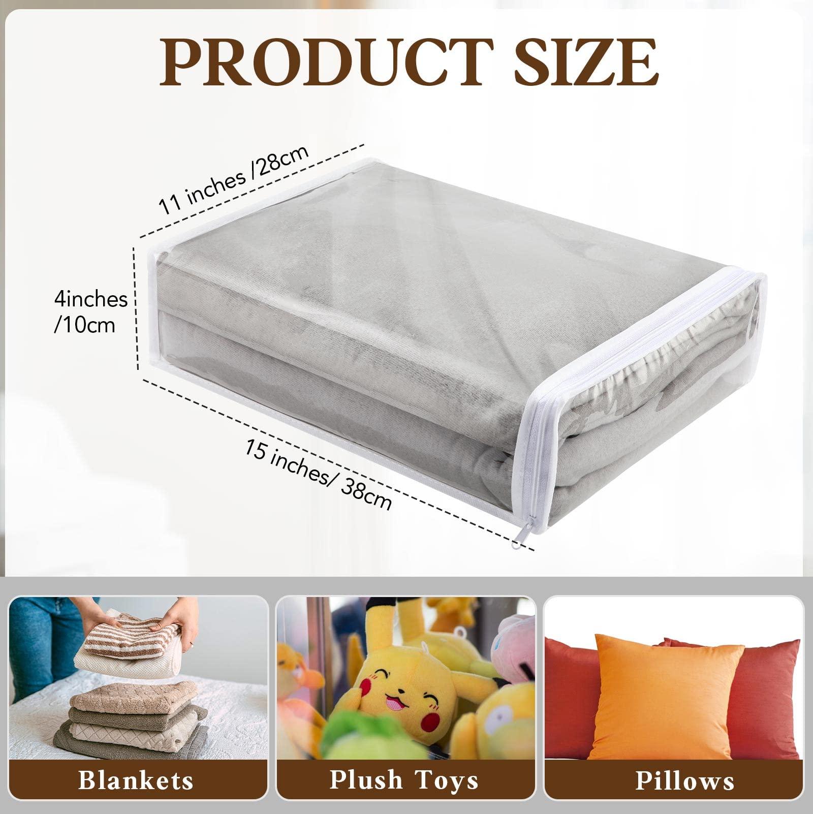 30 Packs Clear Zippered Storage Bags Plastic Storage Bags for Clothes, Sheet Organizers PVC Vinyl Sweater Organizers for Home Blankets Fabrics Cosmetics, 15x11x4" - Image 3