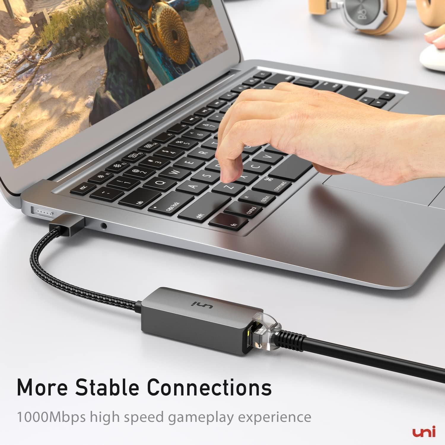 uni USB to Ethernet Adapter, Driver Free USB 3.0 to Gigabit Ethernet LAN Network Adapter, 100/1000 Mbps RJ45 Internet Adapter Compatible with Laptop, MacBook, Surface, PC with Windows, XP, Mac/Linux - Image 3