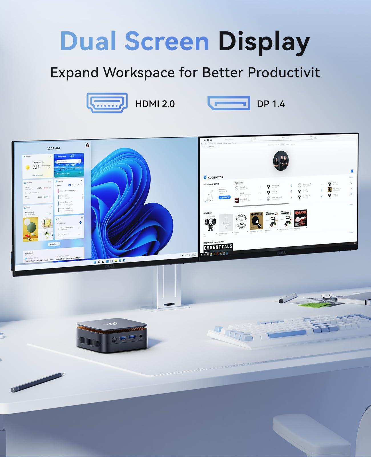 KAMRUI Mini PC Computer, Intel Processor N97 (up to 3.6 GHz), 16GB DDR4 RAM 256GB M.2 SSD, Mini Desktop Computer Support Dual 4K, WiFi, Bluetooth, Ethernet, HTPC for Business, Education, Home - Image 4