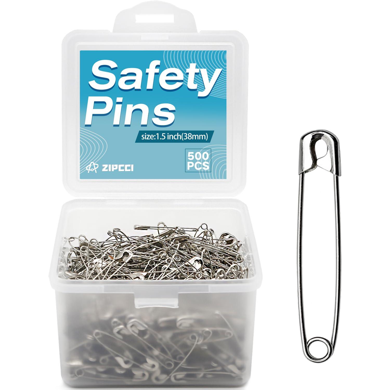 500 Pcs ZIPCCI 1.5 inch Safety Pins,Small Safety Pins for Home Office Use DIY Crafts Jewelry Making