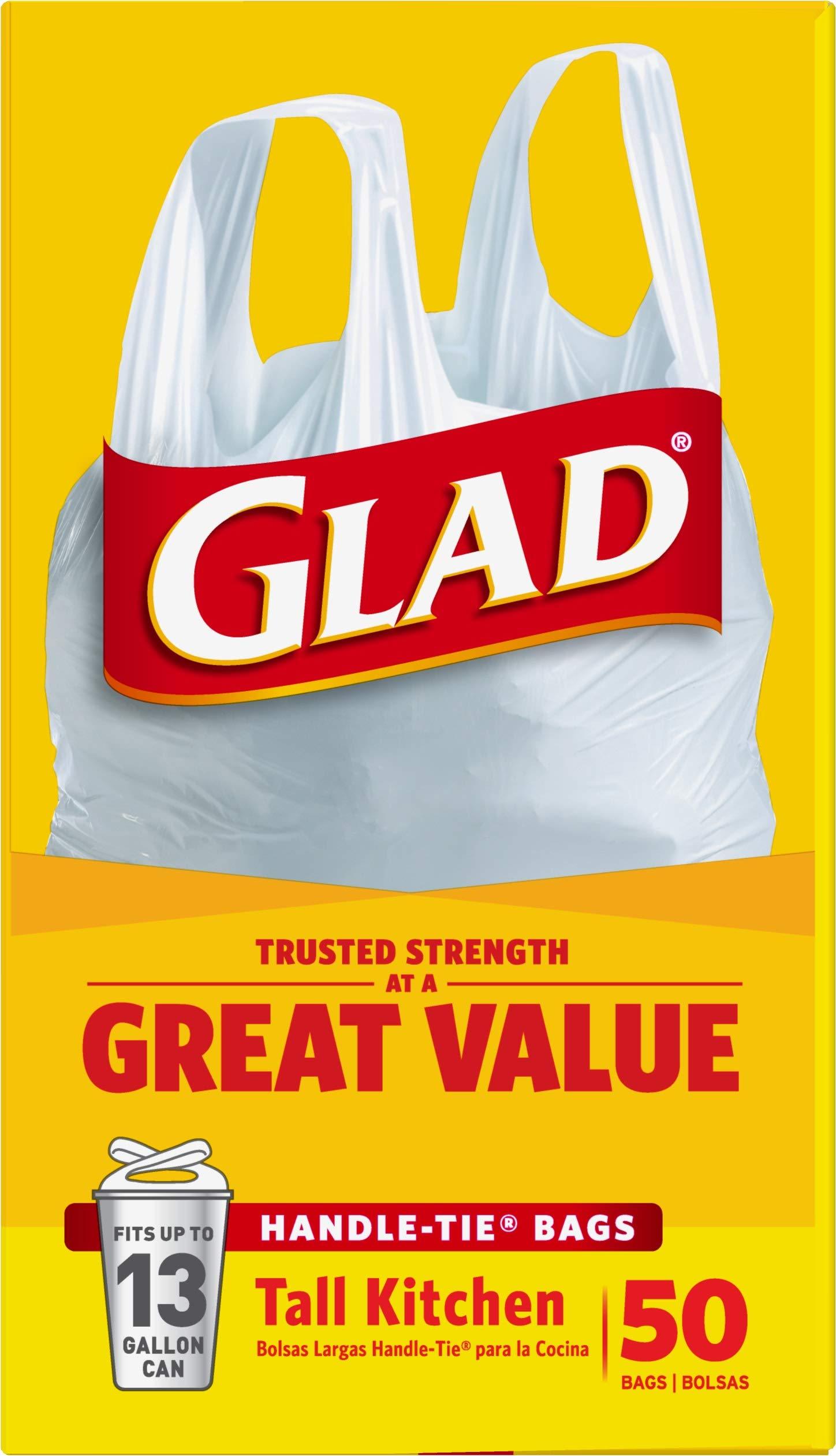 Glad Tall Kitchen Handle-Tie Trash Bags, 13 Gallon White Trash Bag, 50 Ct (Package May Vary) - Image 11