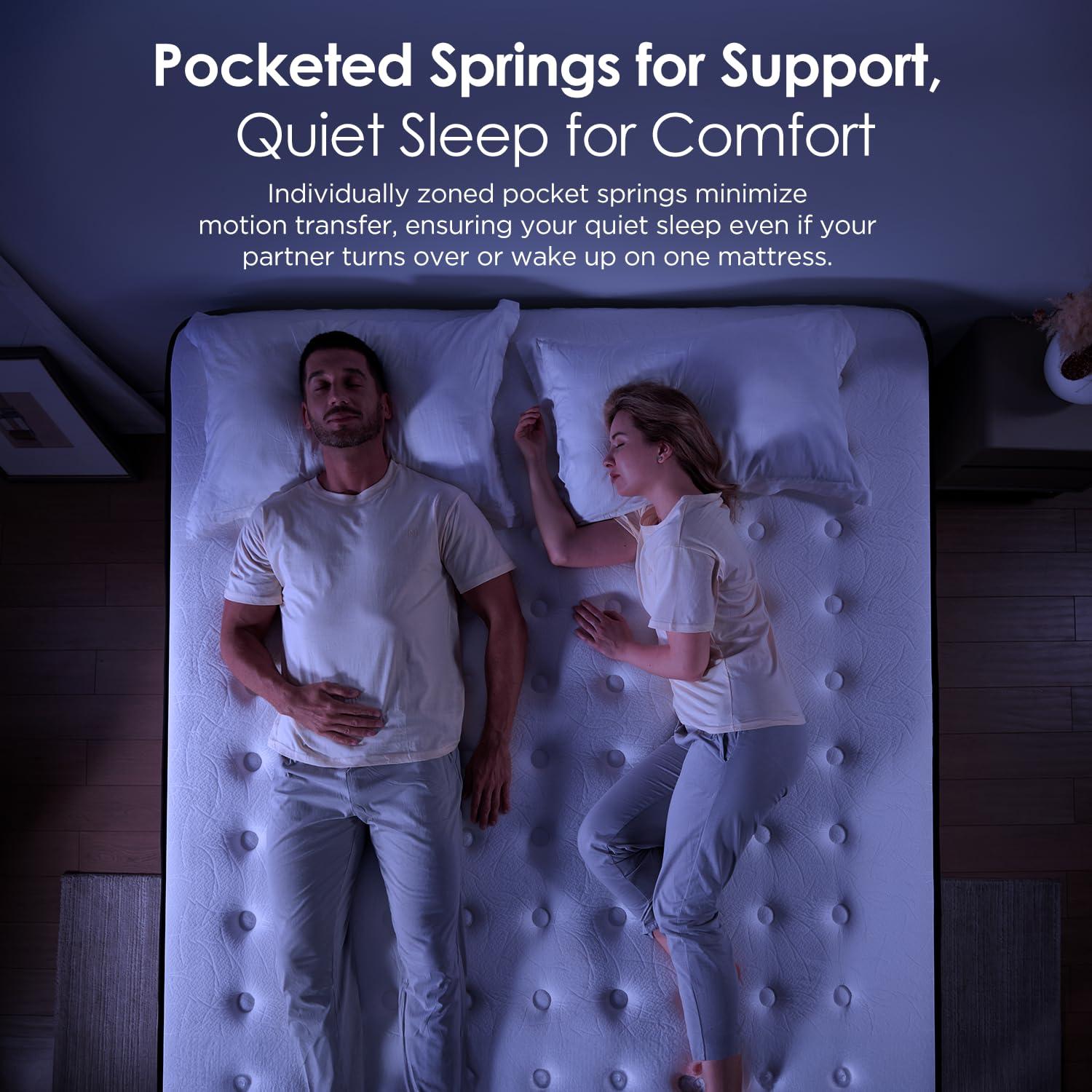 King Size Mattress 12 Inch - Medium Firm Hybrid Mattress with Memory Foam & Zoned Pocket Springs for Pressure Relief, Quiet Sleep | Fiberglass-Free, CertiPUR-US Certified | King Mattresses in a Box - Image 6