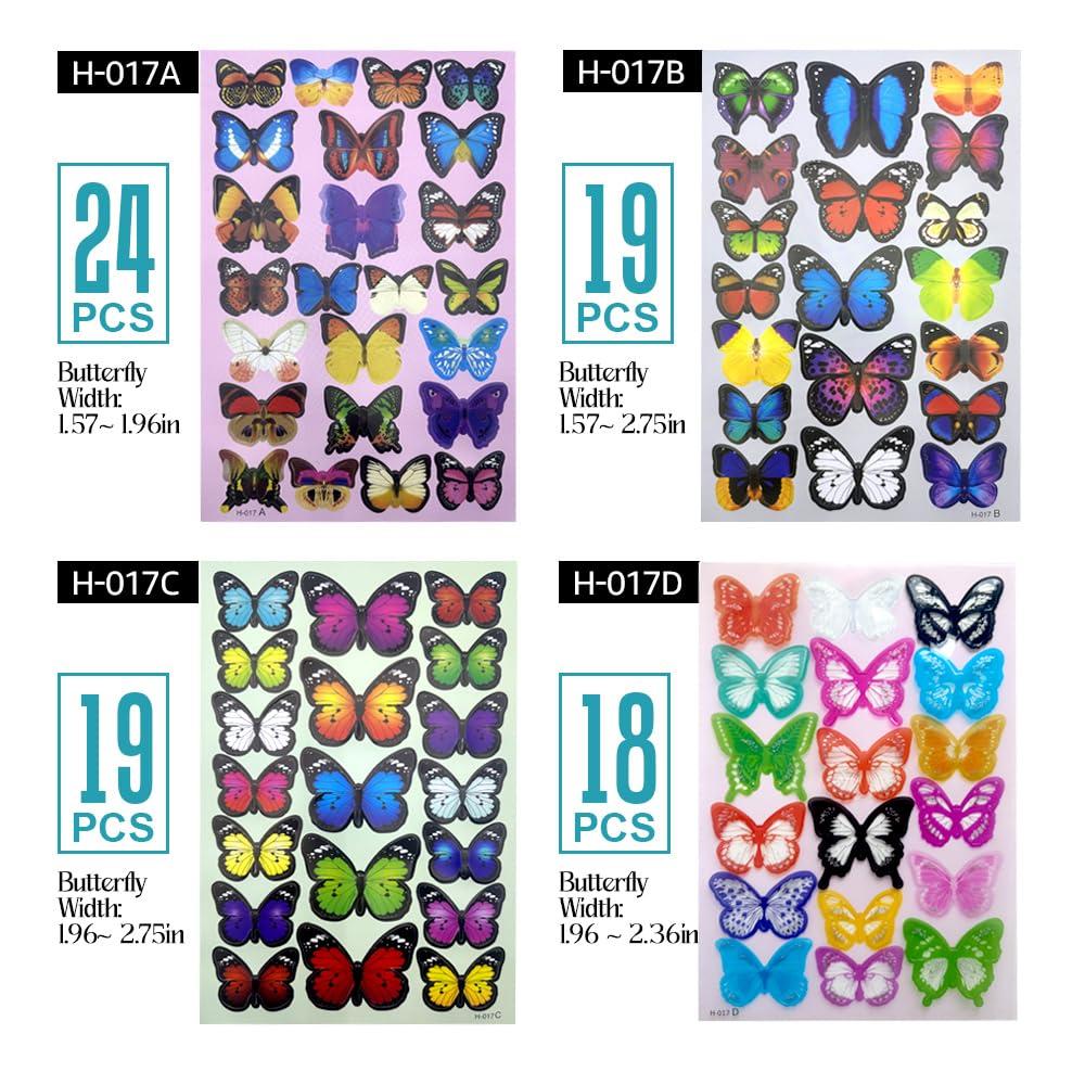 80pcs Butterfly Wall Decor - Plastic Butterflies Wings Foldable Removable Waterproof Reusable Mural Wall Stickers for Home Room Bedroom Nursery Party Wedding Christmas Decorations - Image 3
