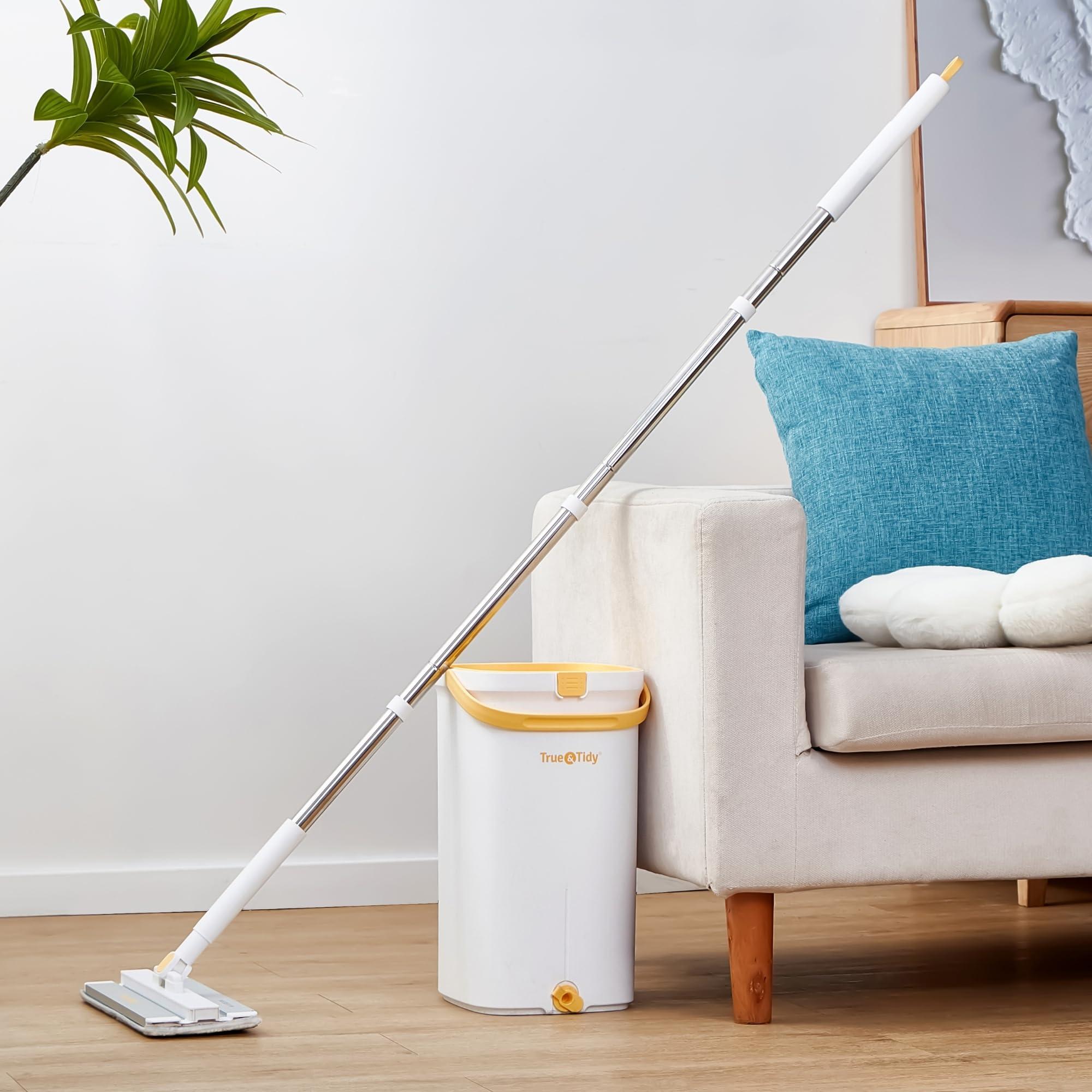 Mop and Bucket Set with Pump System for Home, Hands Free Self Cleaning with 3 Compartments to Separate Clean from Dirty Water, with 2 Machine Washable Microfiber Mop Pads, Patent Pending, in Gift Box - Image 4