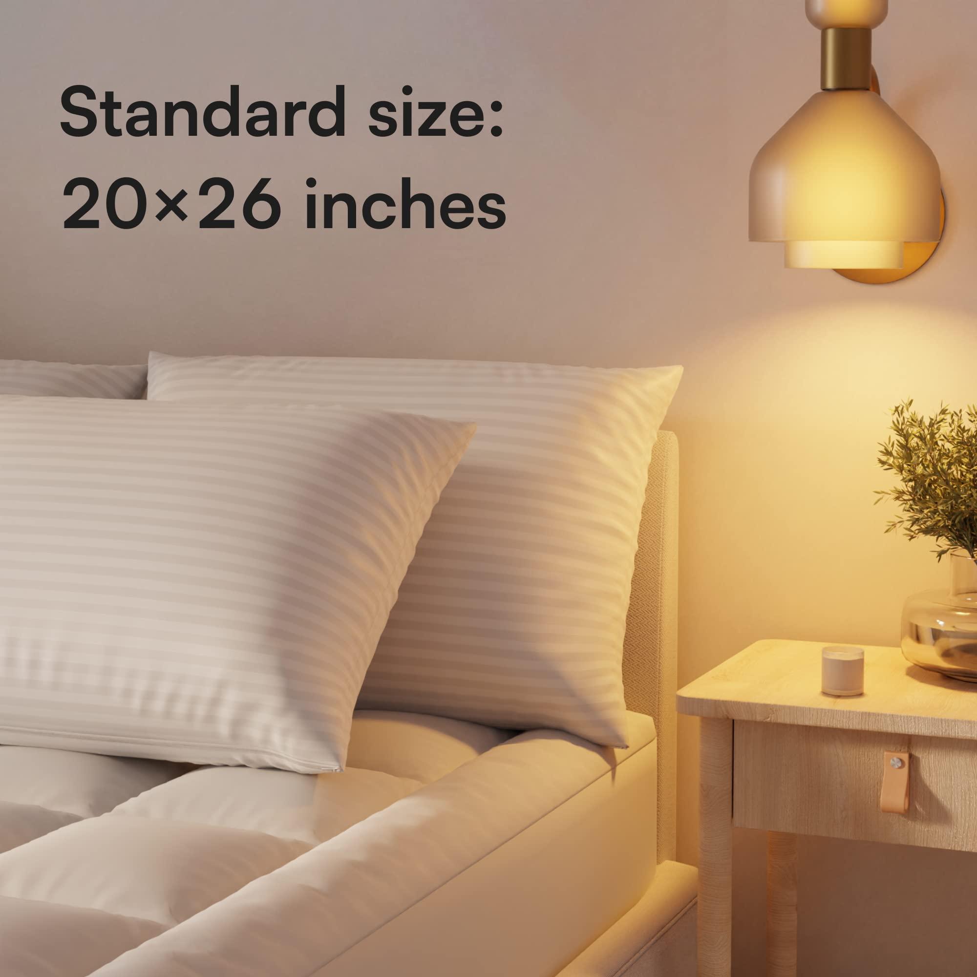 Ultra Soft Pillow Protectors with Zipper Standard Size - Set of 4 Breathable Pillow Covers - 100% Protection Against Stains, Dust & Dirt - Machine Washable (Dark White) - Image 7
