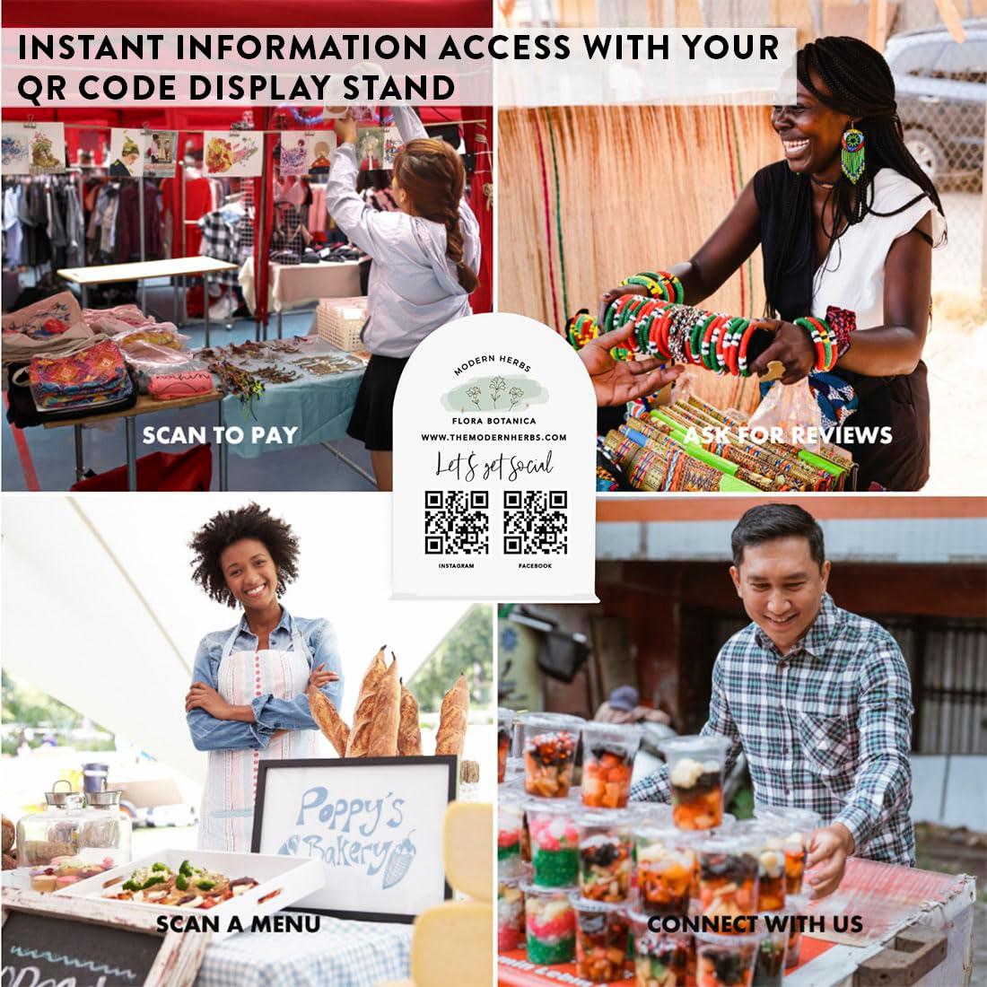 Andaz Press Custom QR Code Sign with Logo for Pop Up Shop, Vendor Booth Display Items, Acrylic Scan To Pay QR Code Sign for Business Personalized Scan QR Code Display Signs for Social Media with Stand - Image 5