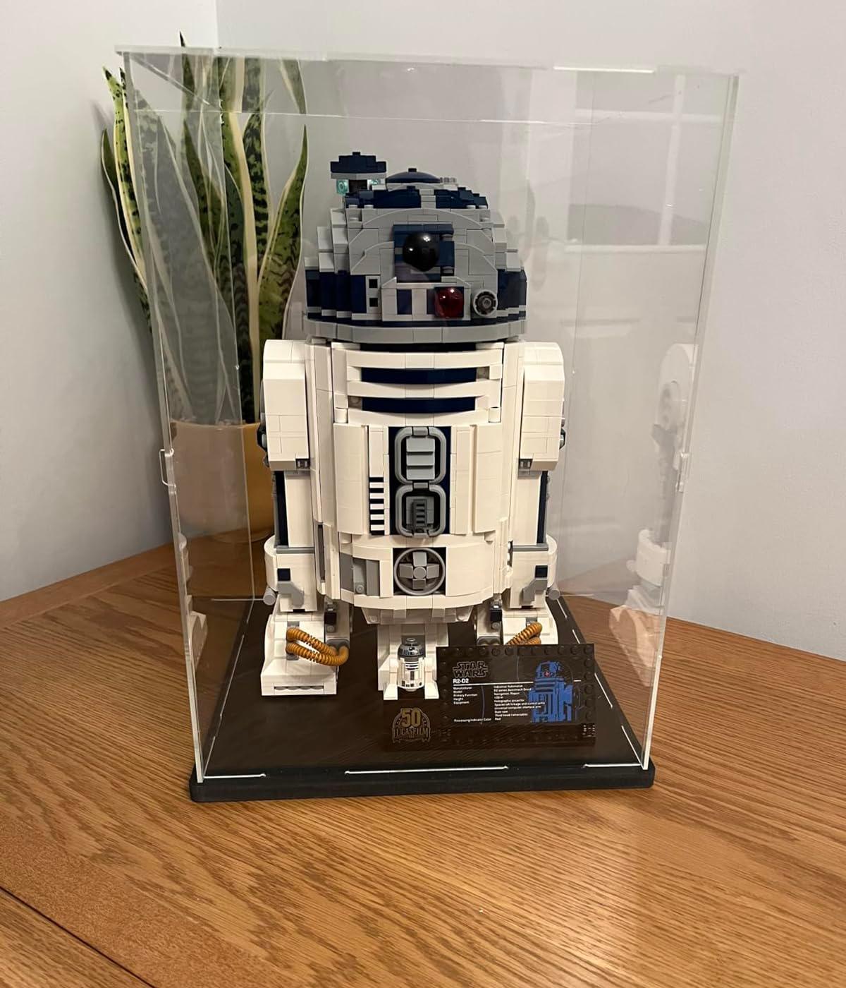 Choowin Acrylic Display Case for Lego Cat 21349 for Lego R2D2 75308 for Lego Ninjago Mech 71794 Thickened Clear Acrylic Display Cases for Collectibles Assemble Dustproof Display Box(Black Base) - Image 2