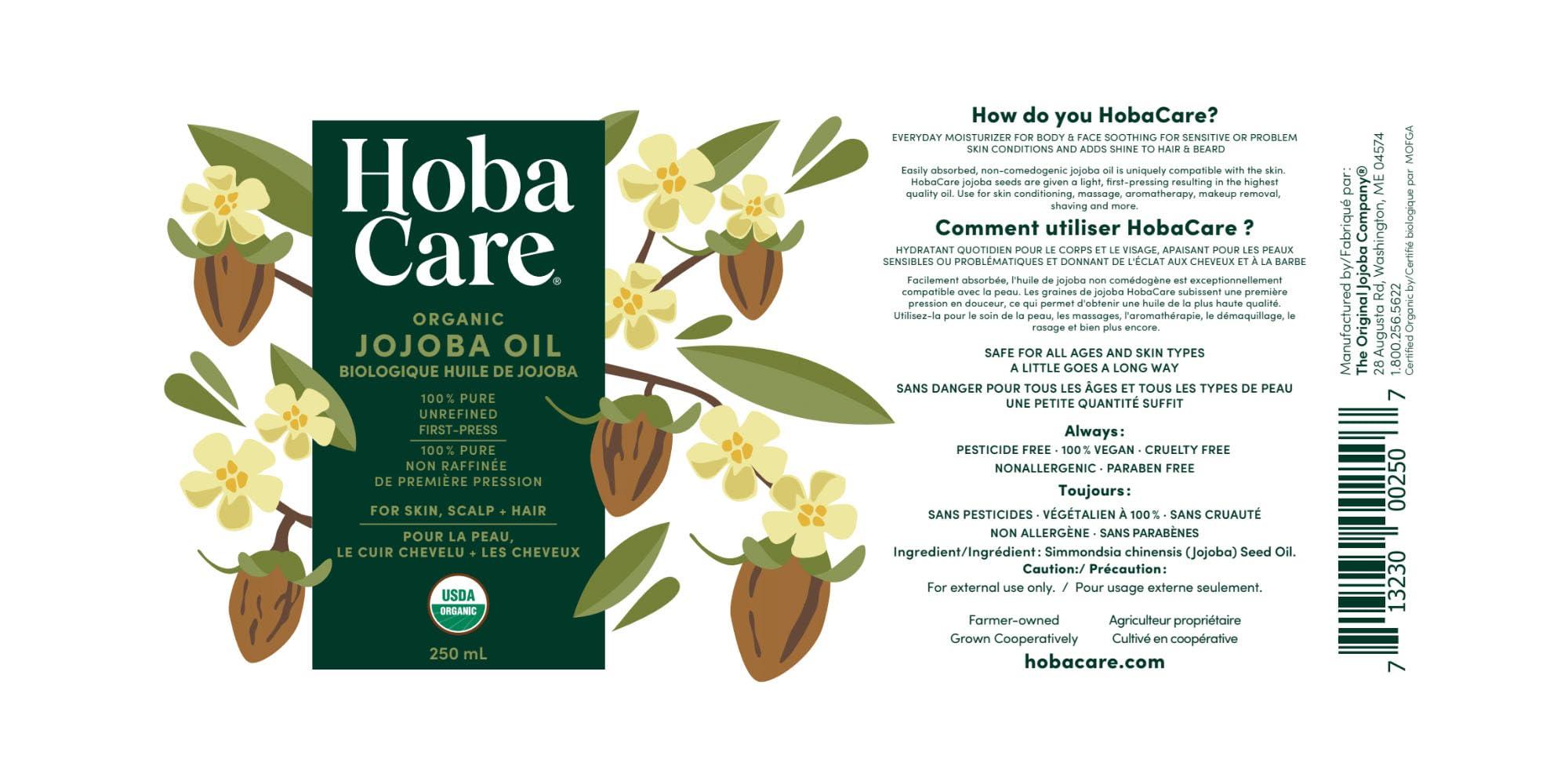 HobaCare Natural Organic Jojoba Oil for Hair, Skincare, Face, Body, Scalp, Nails, Beard Care, Skin Massage – Unrefined Carrier Oil – 100% Pure, Hexane Free, Moisturizing (8.45 oz) - Image 8