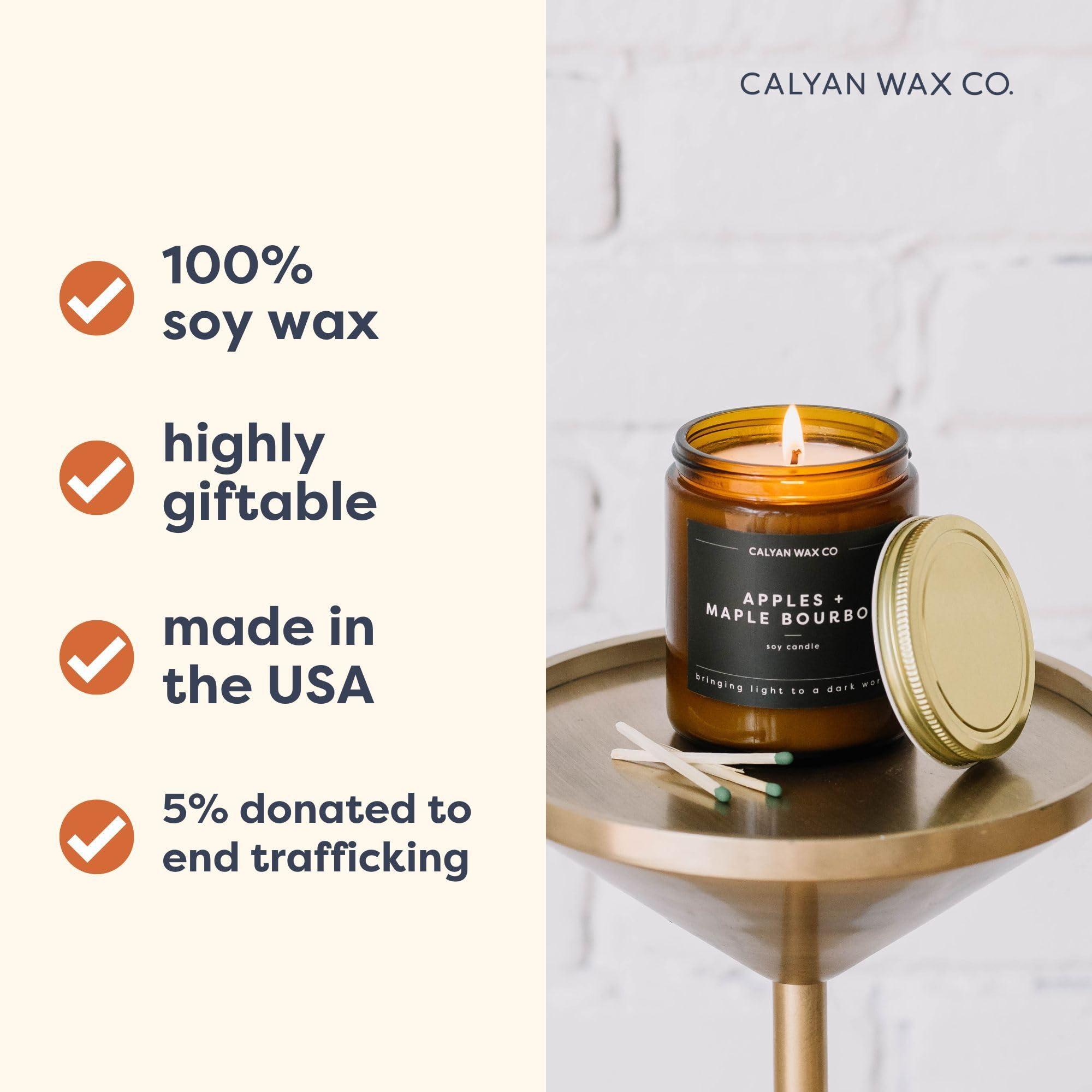 Calyan Wax Co. Soy Wax Candle, Cedar + Tobacco Scented Candle, 57 Hour Burn Time, Aromatherapy Soy Candles, Non Toxic & Vegan Soy Wax, Amber Glass Jar Scented Candles, 7.2oz - Image 3