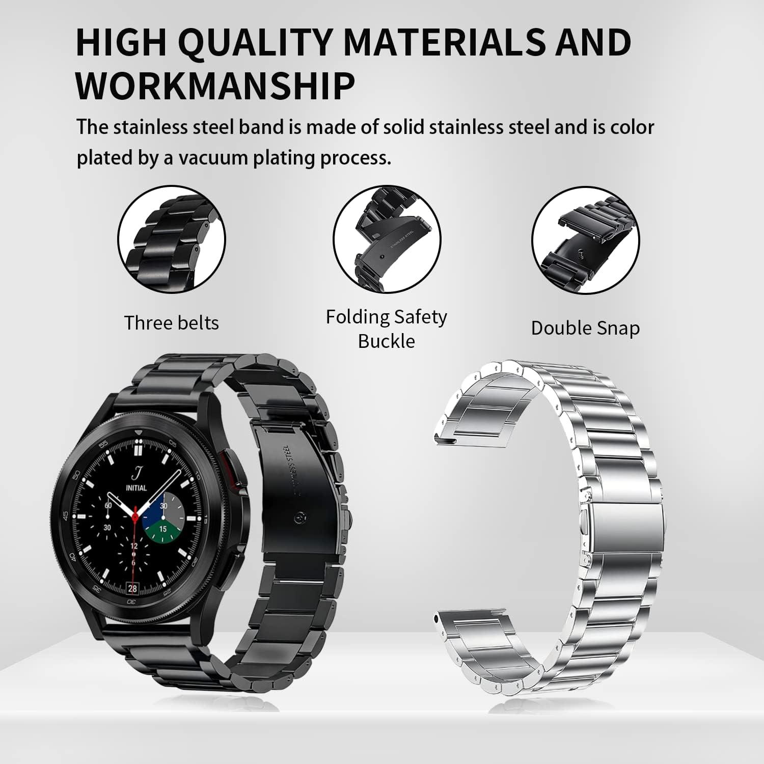 Compatible with Samsung Galaxy Watch 7 6 5 4 FE Band Pro Classic Active 2 40mm 44mm 43mm 47mm 45mm 42mm 46mm 20mm Galaxy Watch 3 Band 41mm Men Women Metal Elegant Casual Business Stainless Steel - Image 3
