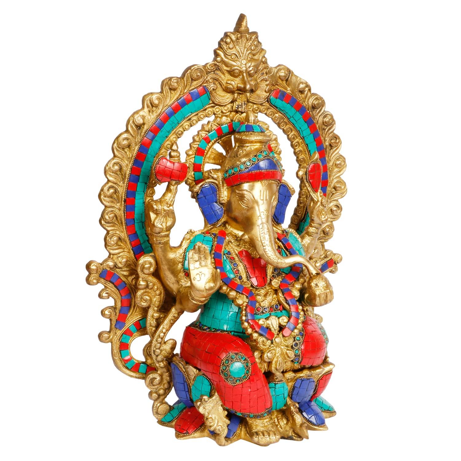 Amilav Collections Brass Ganesha Bhagwan Big Mangalkari Ganesh Statue for Home Entrance Decor Ganpati Idol Murti Marriage Gift 15 Inches - Image 4