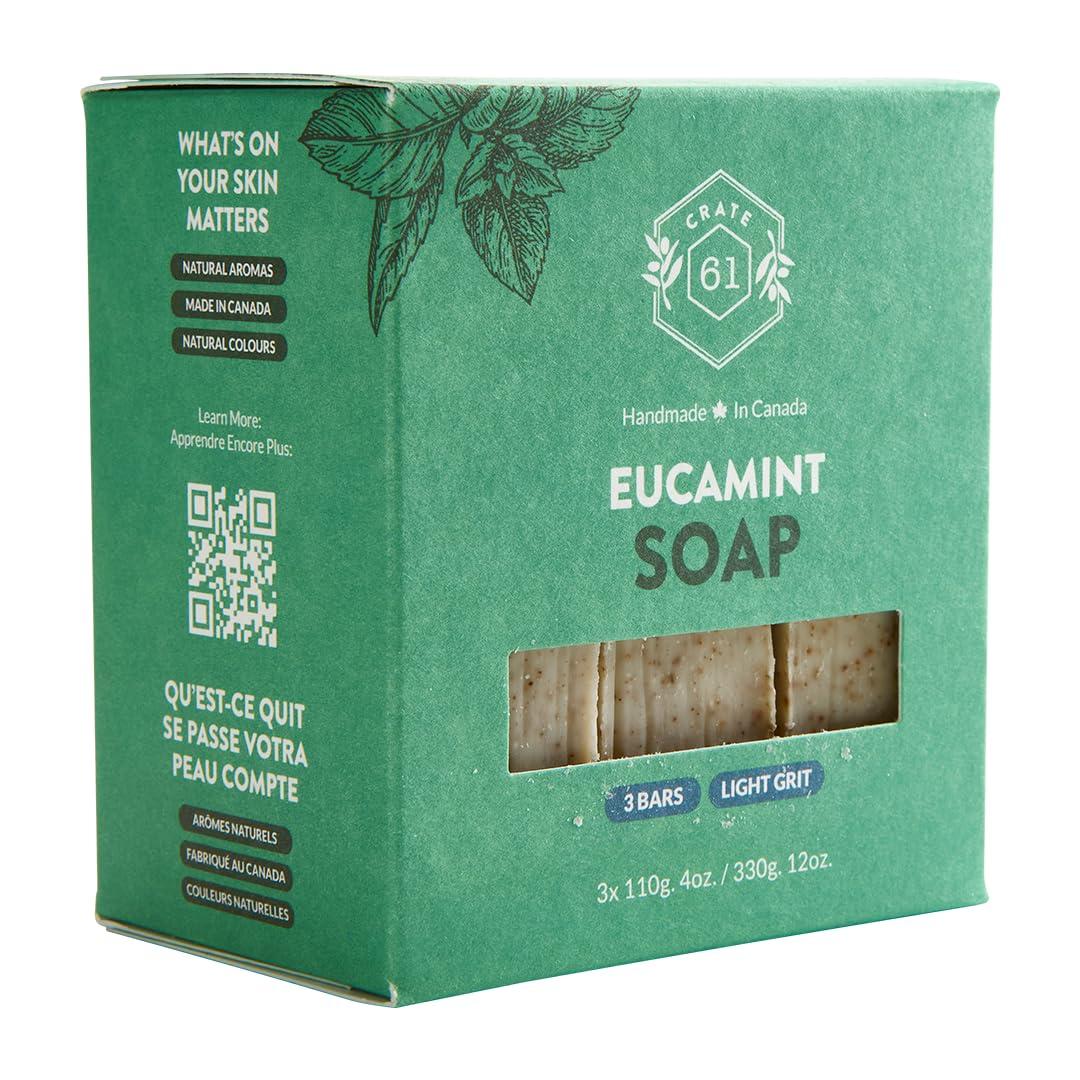 Crate 61 Organics, Handmade in Canada, Plant Based Cold Process Natural Bar Soap For Face And Body, With Premium Essential Oils, For Men And Women 3 Pack (Eucamint) - Image 2