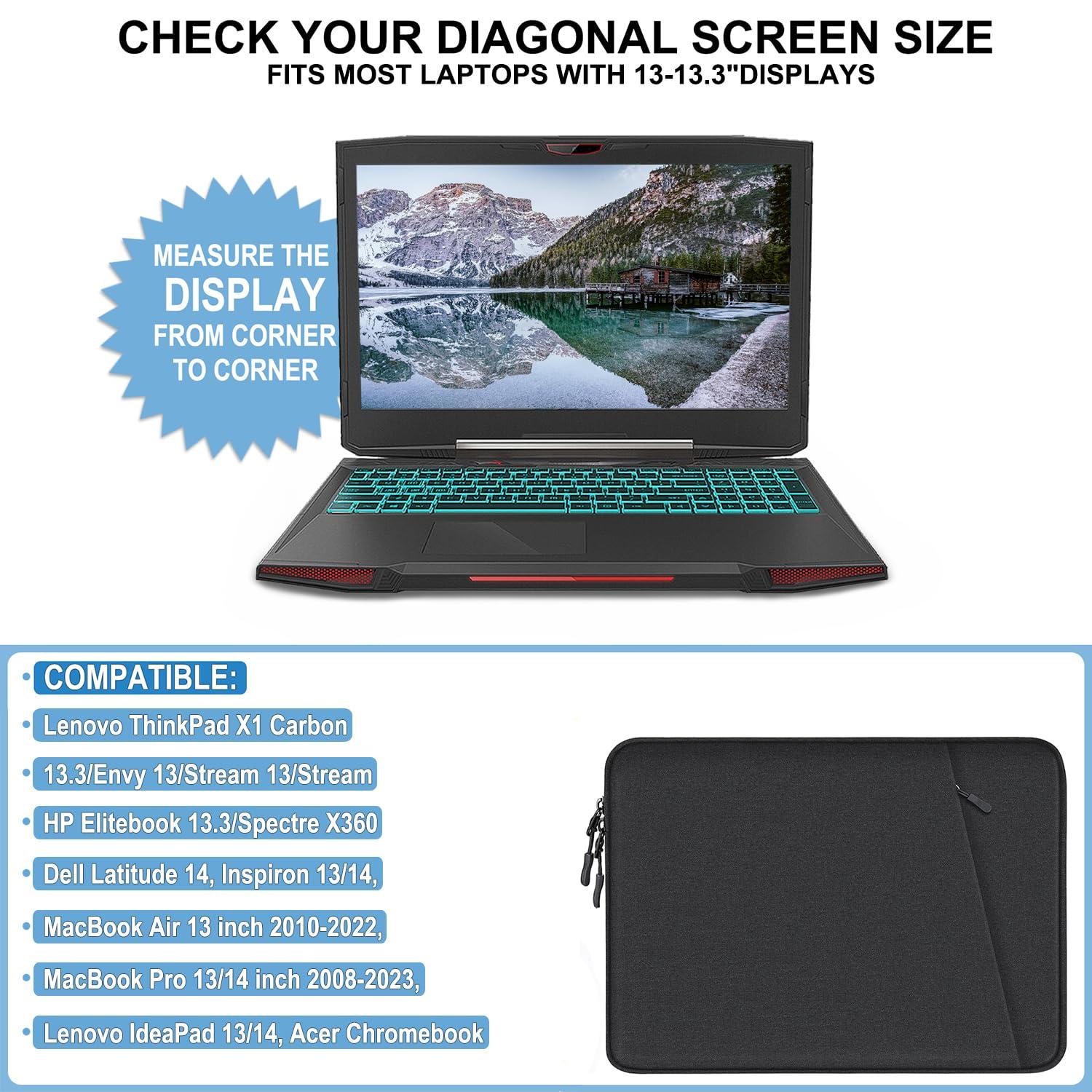 Laptop Sleeve Case 13.3 inch, Shockproof Protective Computer Cover with Accessories Pocket, Portable Laptop Bag Compatible with MacBook Air/Pro 13-13.3 inch, Compatible for MacBook Pro 14 inch, Black - Image 4