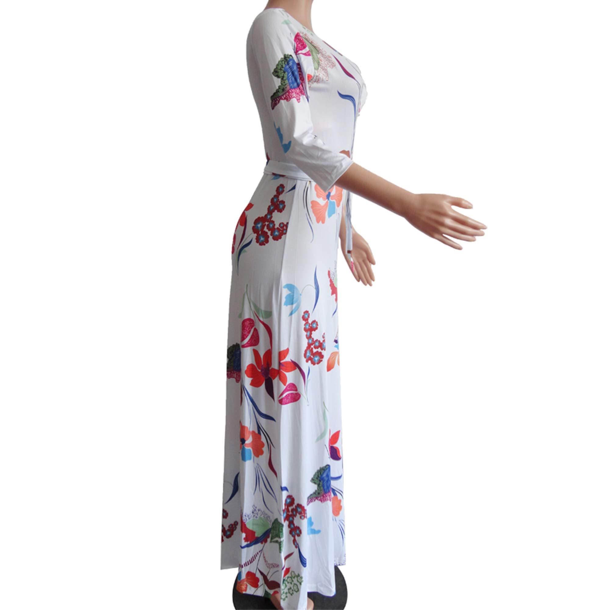 FANDEE Plus Size Maxi Dress for Women Casual Summer Sundress V-Neck 3/4 Sleeve - Image 2