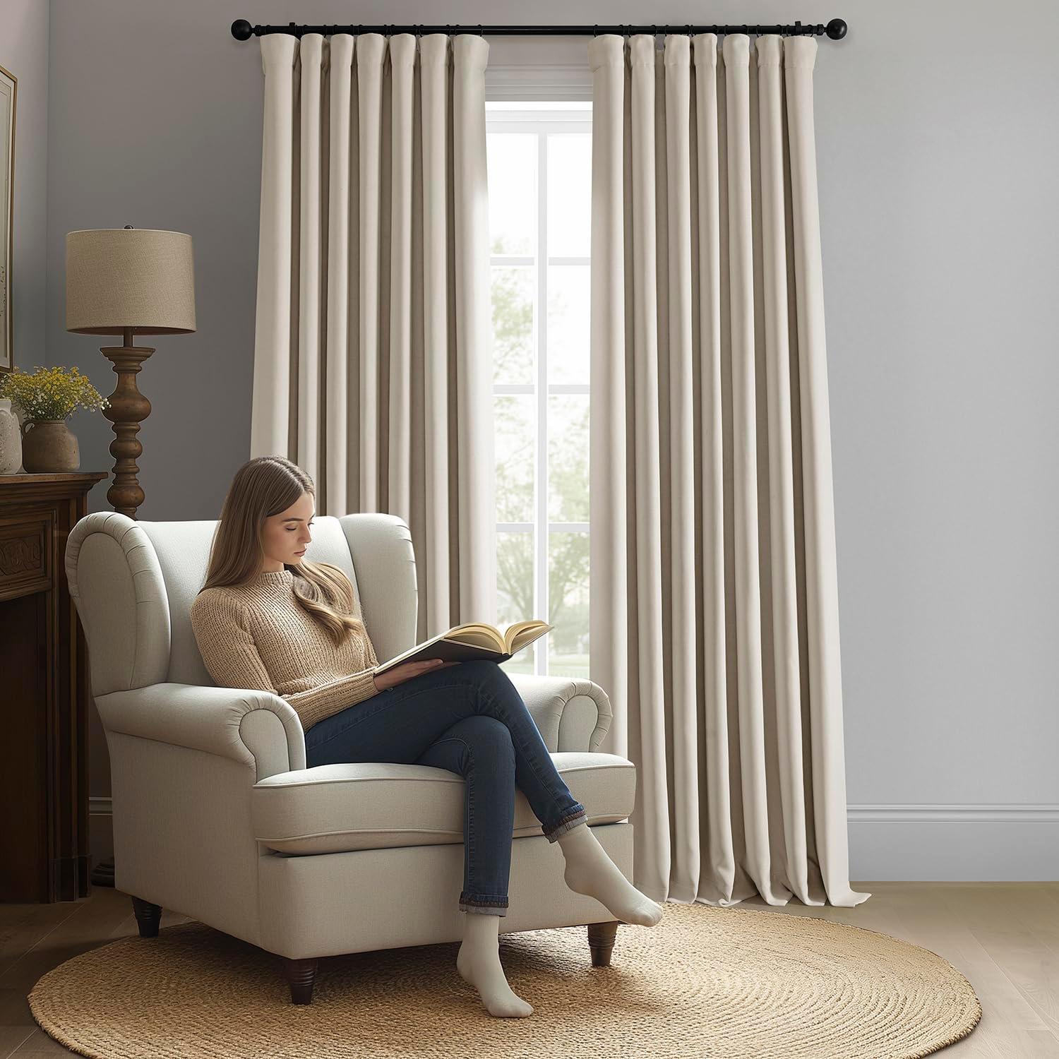 HPD Half Price Drapes - Faux Linen Curtains for Living Room (1 Panel) - 50W X 108L - Textured Room Darkening Curtains for Bedroom 108 Inches Long - Drapes for Home Decor, Birch - Image 5