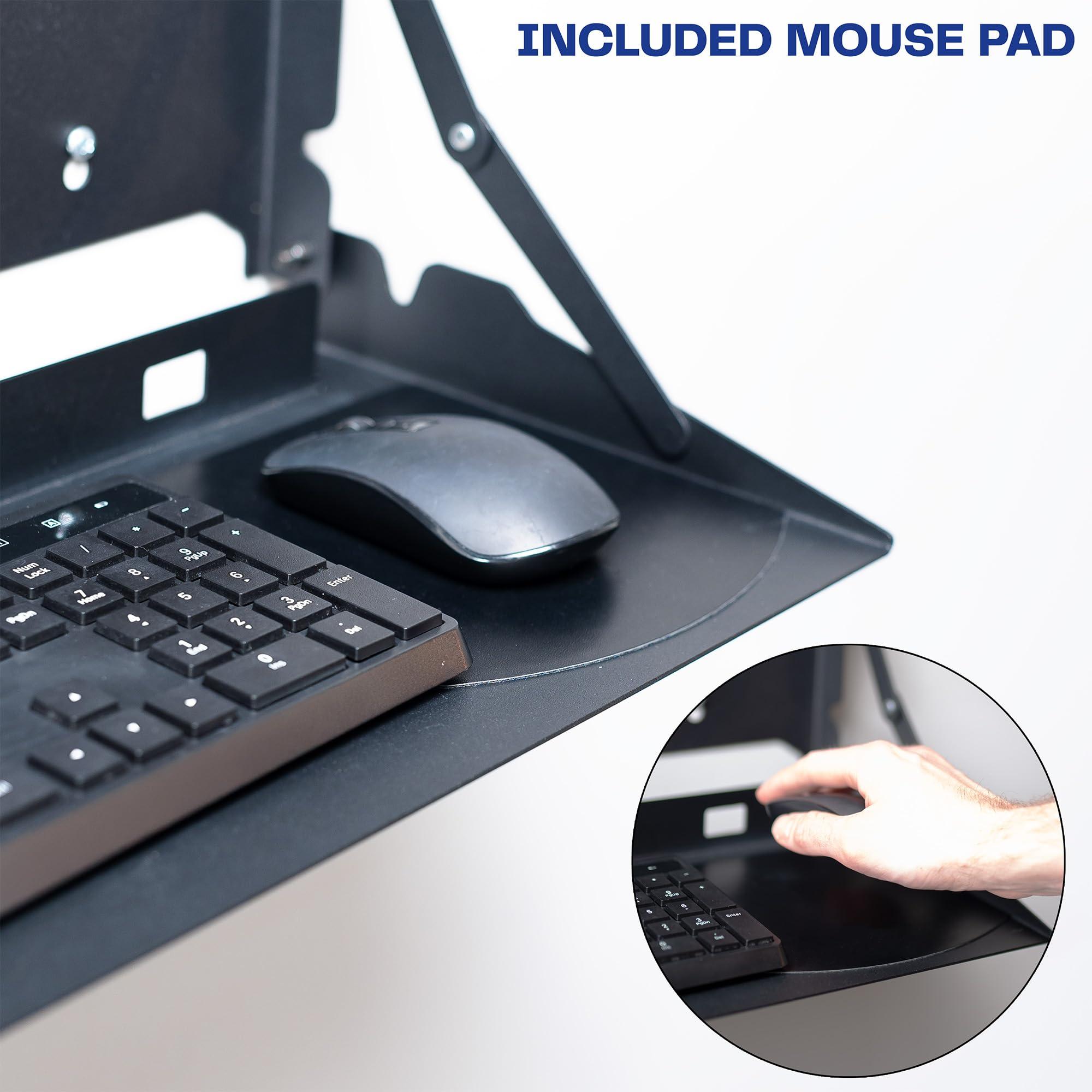 VIVO Flip Down 24 Inch Typing Platform Wall Mount, Fits Standard Size Keyboards and Mice, Space Saving Design, Mouse Pad Included, Black, Mount-FDKB1 - Image 6