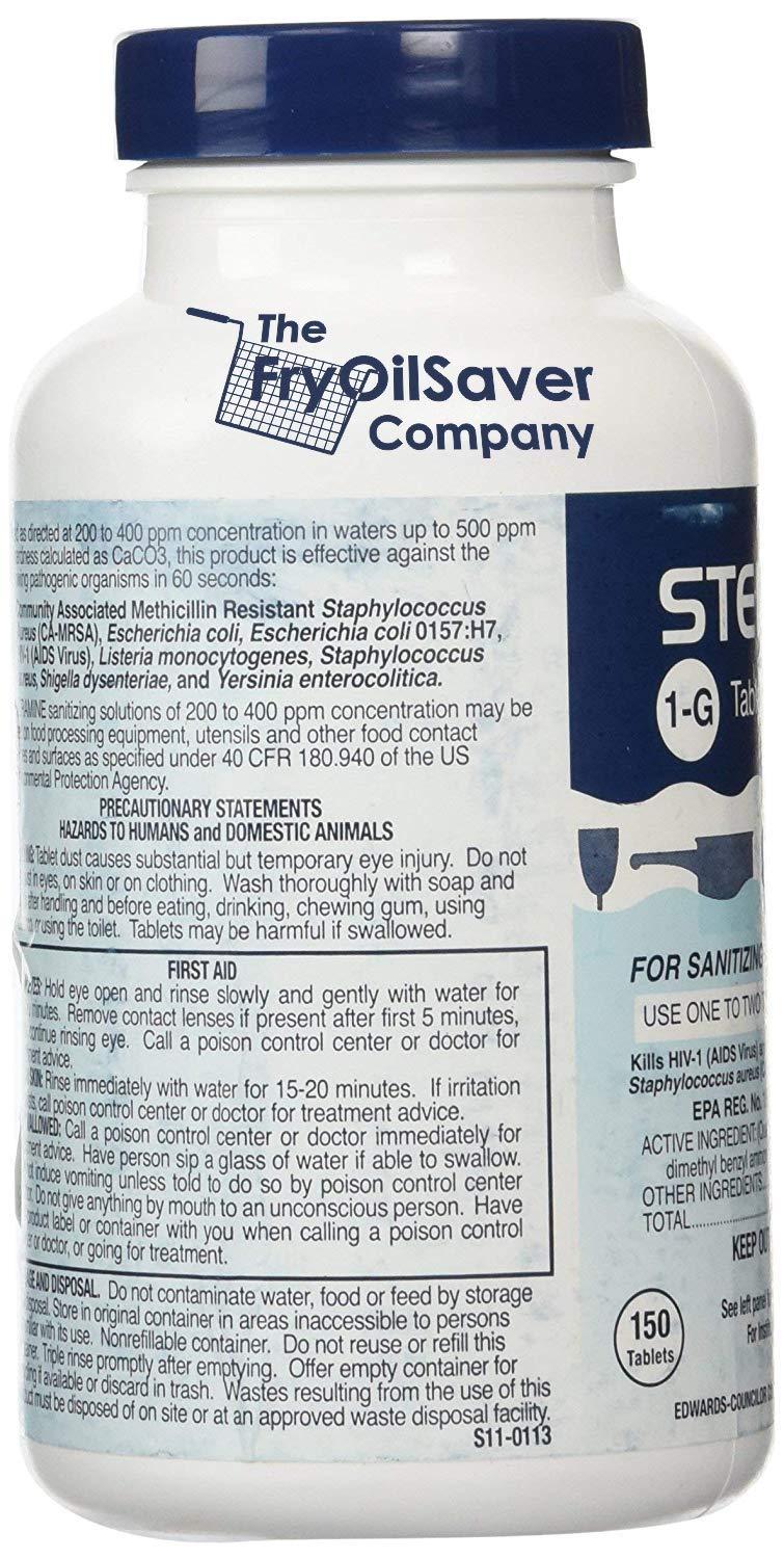 Steramine Sanitizer Tablet w/ 15x QT-10 Test Strisp, Multi Purpose Sanitizing Tablet for Food Contact Surface, Kitchen, Restaurant, Steramine Sanitizer Tab for Food Service by FryOilSaver (150 Tab) - Image 2