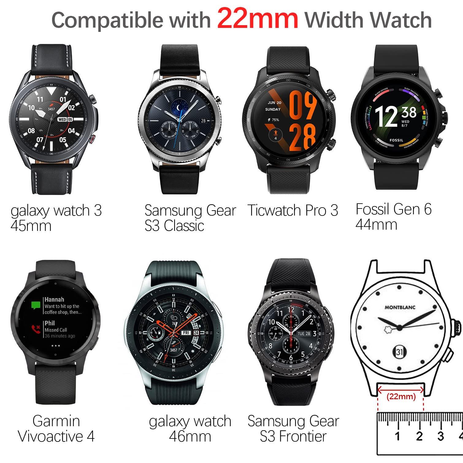 Farluya 6 Pack Watch Bands Compatible with Samsung Galaxy Watch 3 45mm/Galaxy Watch 46mm Bands/Gear S3 Frontier,22mm Stretchy Nylon Watch Straps Adjustable Wristband for Men Women - Image 3