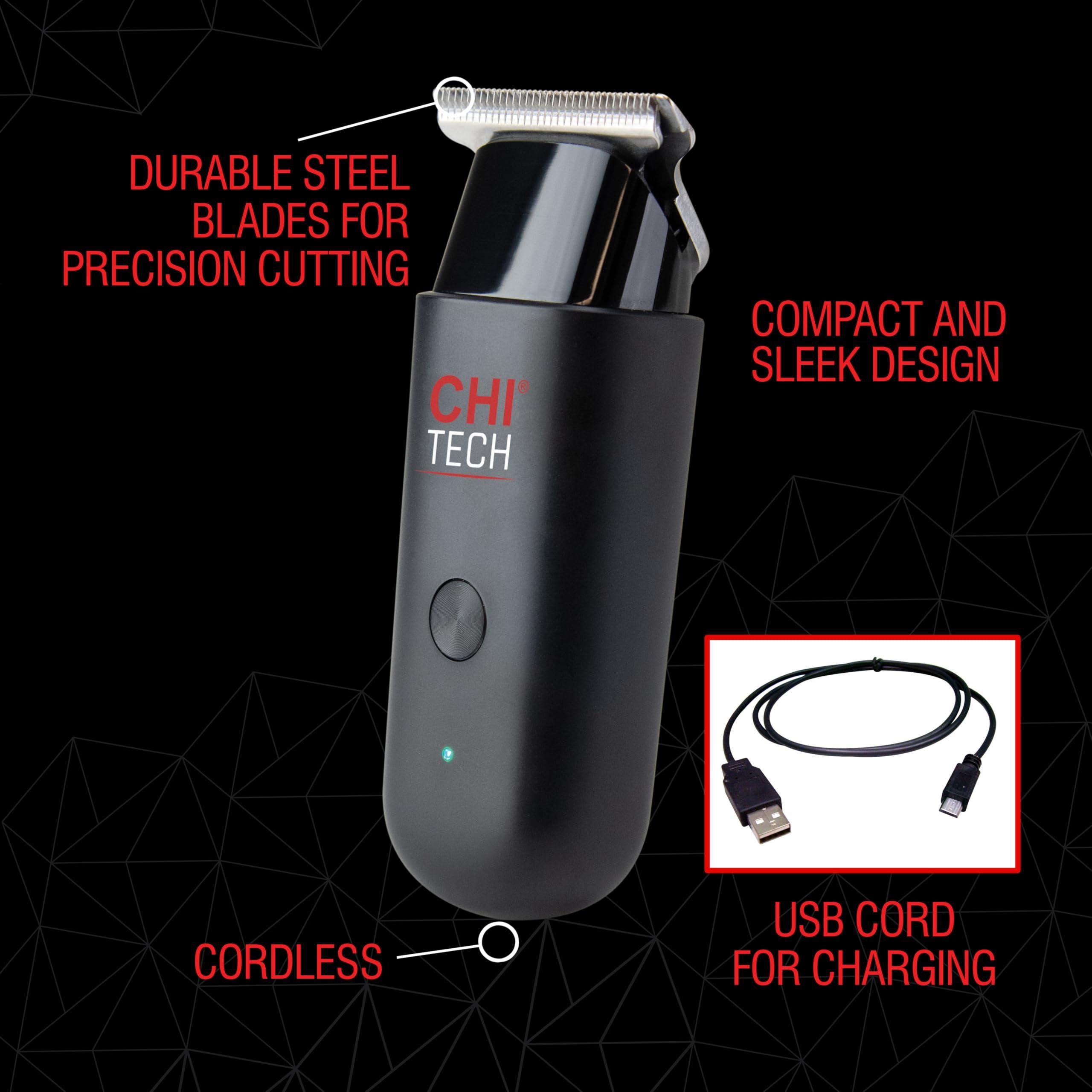 CHI Tech Cordless Mini Trimmer & Clipper, Hair Trimmer for Edging, Blending & Beard Trimming, Stainless Steel Blades, Includes 4 Guard Attachments - Image 2