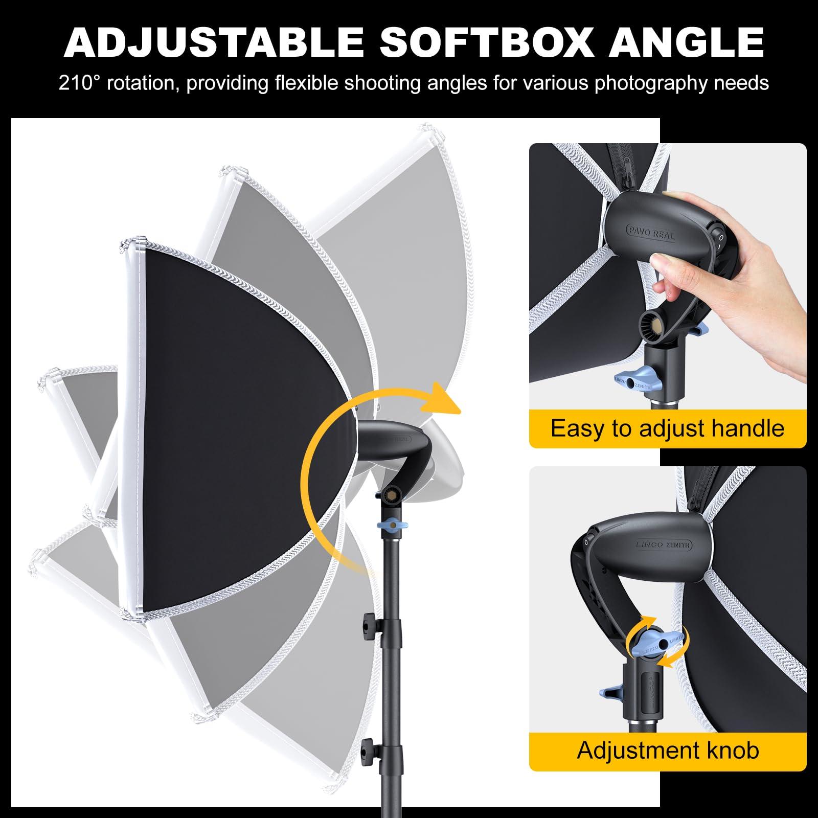 LINCO Lincostore Softbox Photography Lighting Kit 16'' x 16'' Professional Softbox Lighting Kit with 85W 3000-6500K LED Bulbs, Studio Lights for Photography/Video Recording/Live Streaming - Image 3