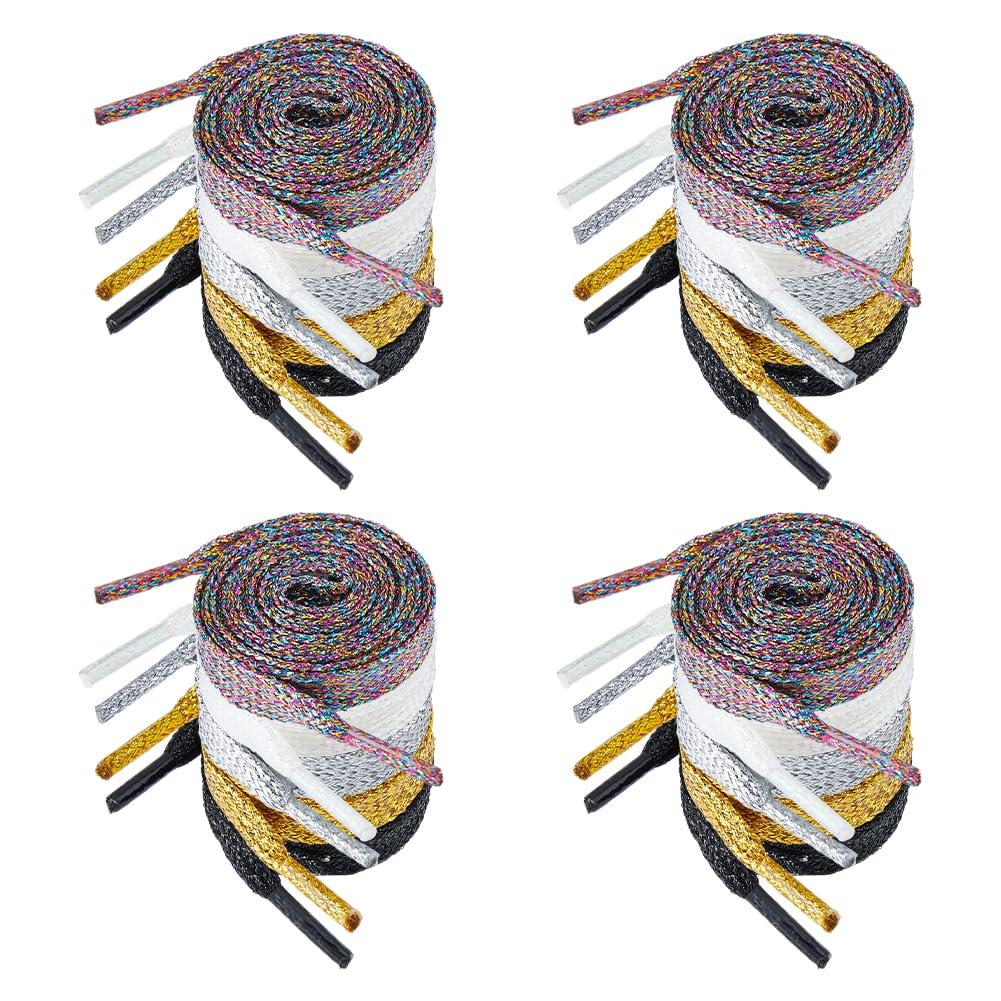 DICOSMETIC 10 Pairs Shoelaces 5 Colors Flat Sneakers Shoelace Glitter Shoe Strings Drawstring Cords for Athletic Running Sneakers