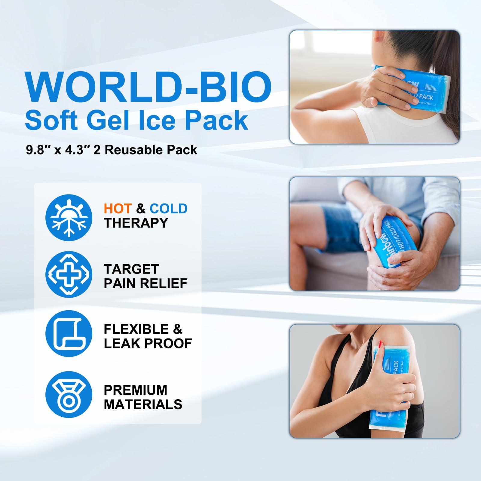 Soft Ice Packs Reusable Gel Pack 2, Hot and Cold Gel Ice Packs for Injuries, Headaches, Joint Pain Relief, Comfort Ice Pack Flexible Therapy on Neck, Ankle, Knee, Leg, Shoulder, Elbow, Wrist, Feet - Image 2