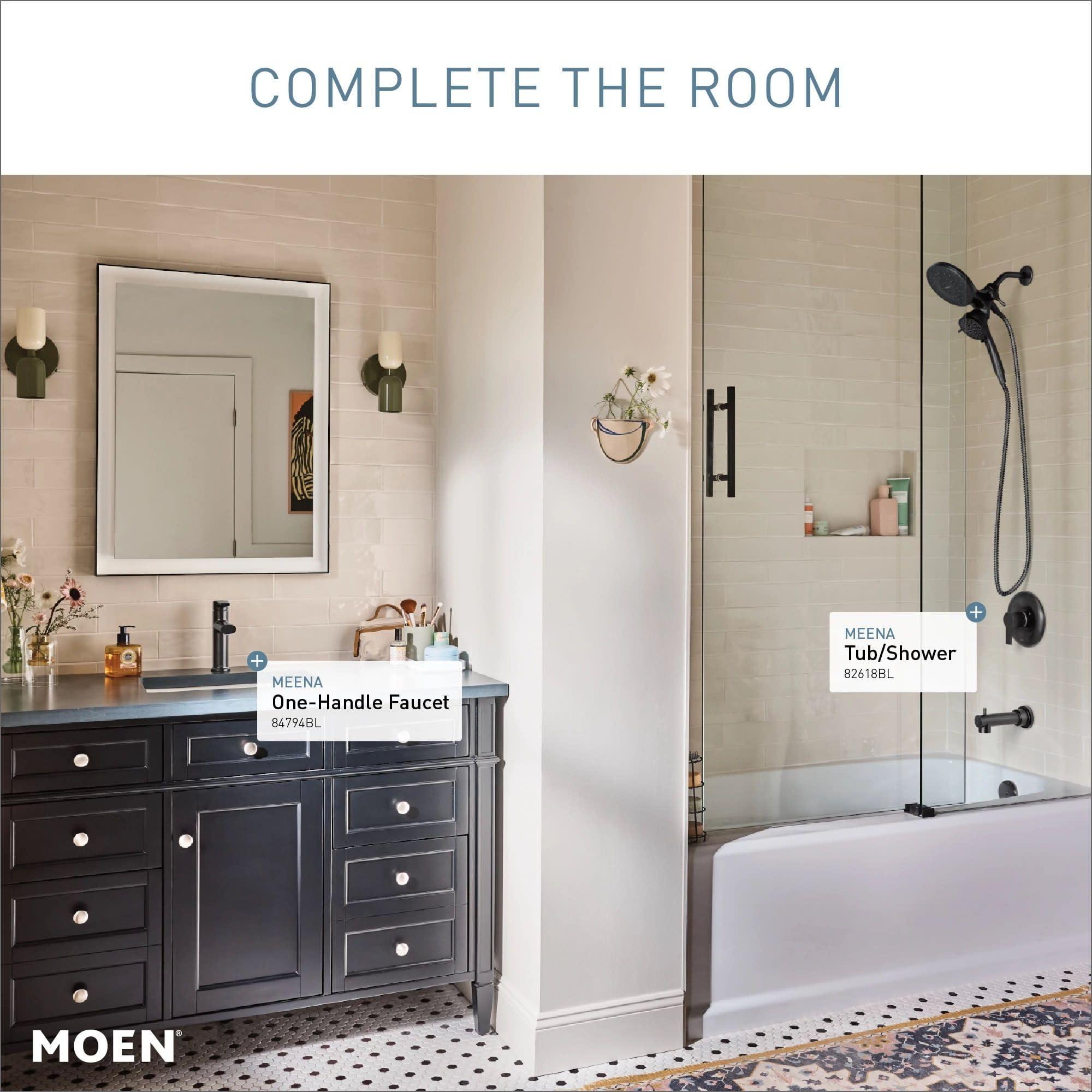 Moen Meena Matte Black Single Handle Modern Shower Faucet Set with Handshower and Tub Spout for Bathtub, Valve Included, 82618BL - Image 3