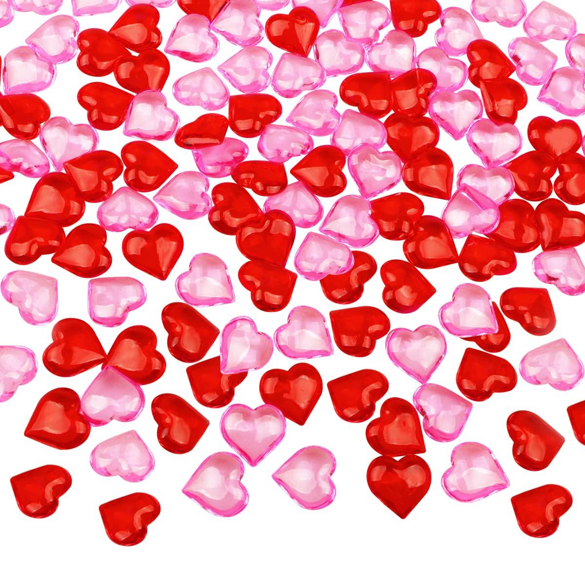 Fangoo 110 Pieces Red Pink Acrylic Heart Gems for Valentine's Day Decor Heart Rocks Vase Filler Table Scatter for DIY Crafts Engagement Wedding Anniversary Home Decoration - Image 4