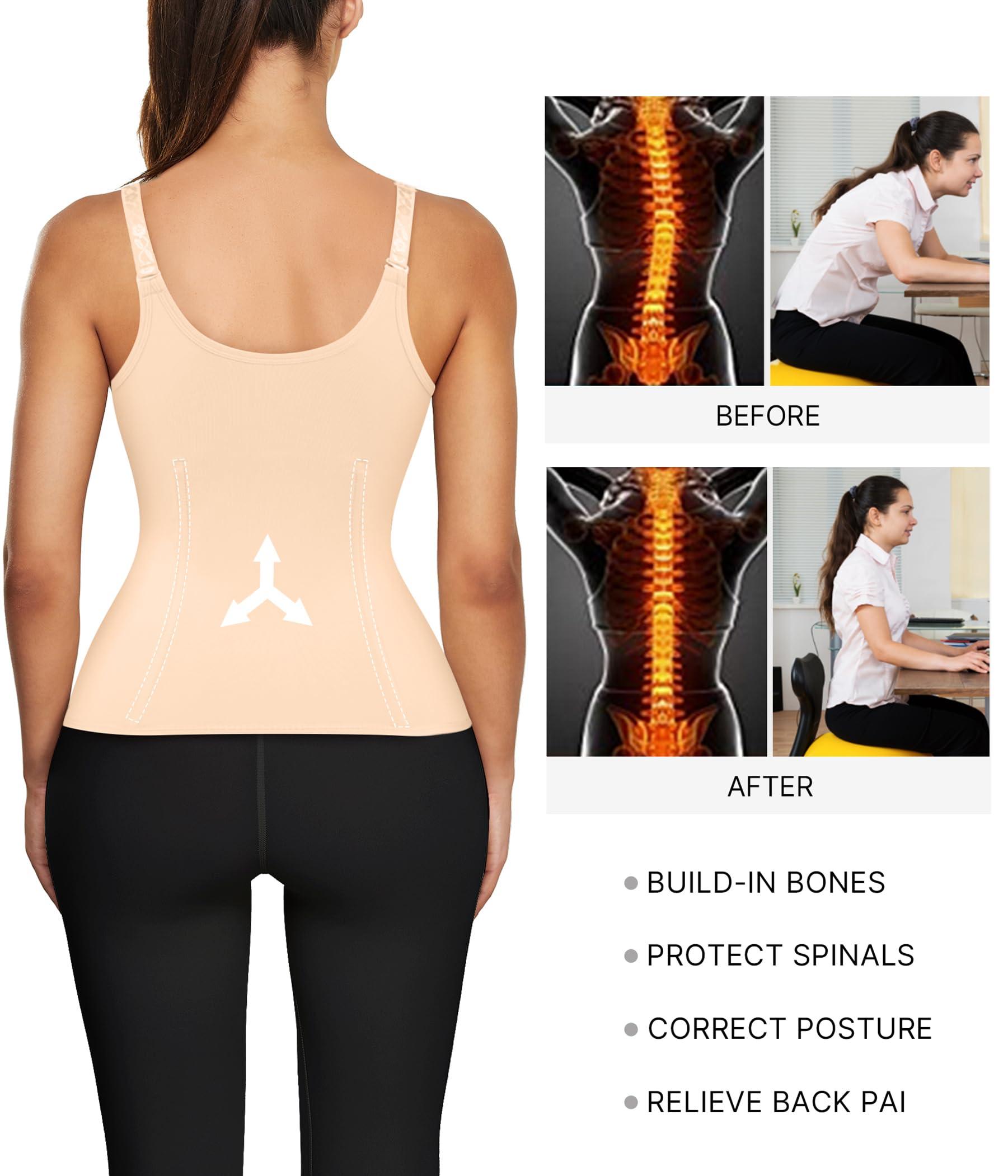Nebility Waist Trainer for Women Corset Shapewear with Zipper Women's Waist Cincher Tank Top with Adjustable Straps - Image 4