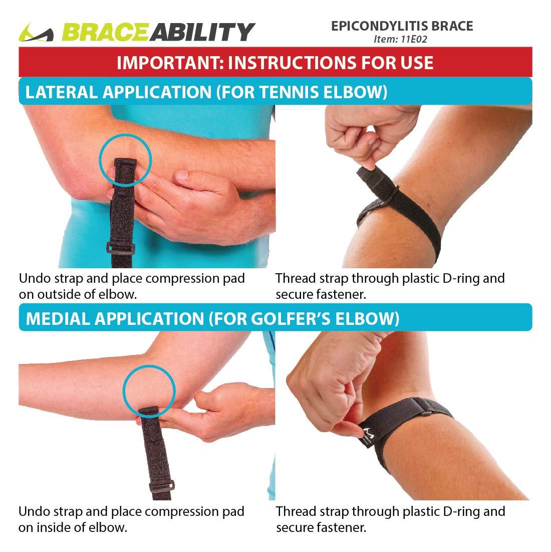 BraceAbility Epicondylitis Brace | Elbow Strap for Medial/Lateral Epicondyle Pain and Tendonitis Arm Compression Support Band for Men or Women (One Size Fits Most) - Image 8