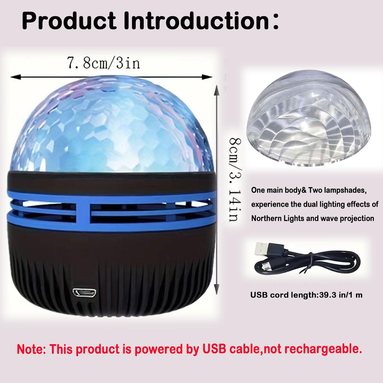2 in 1 Northern Lights and Ocean Wave Projector, Light Projector with 14 Light Effects,USB Recharge RGB Colorful Night Light for Bedroom Home Decor Birthday Christmas Gifts - Image 3