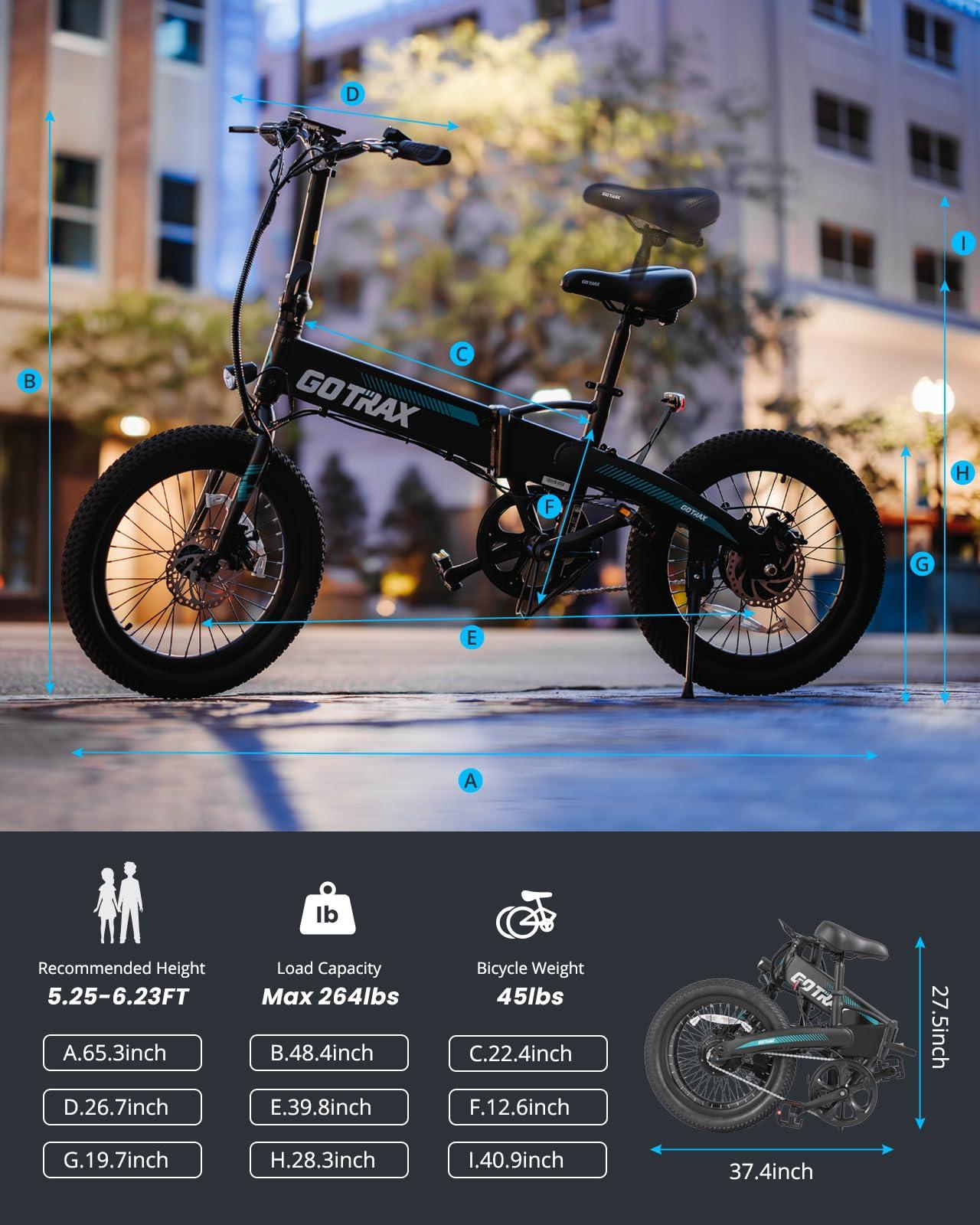 Gotrax 20" Folding Electric Bike with 40Miles (Pedal-assist1) by 48V Battery, 20Mph Power by Peak 500W, Adult Electric Bicycle with 5 Pedal-Assist Levels& LCD Display, Suitable for Commuting - Image 9