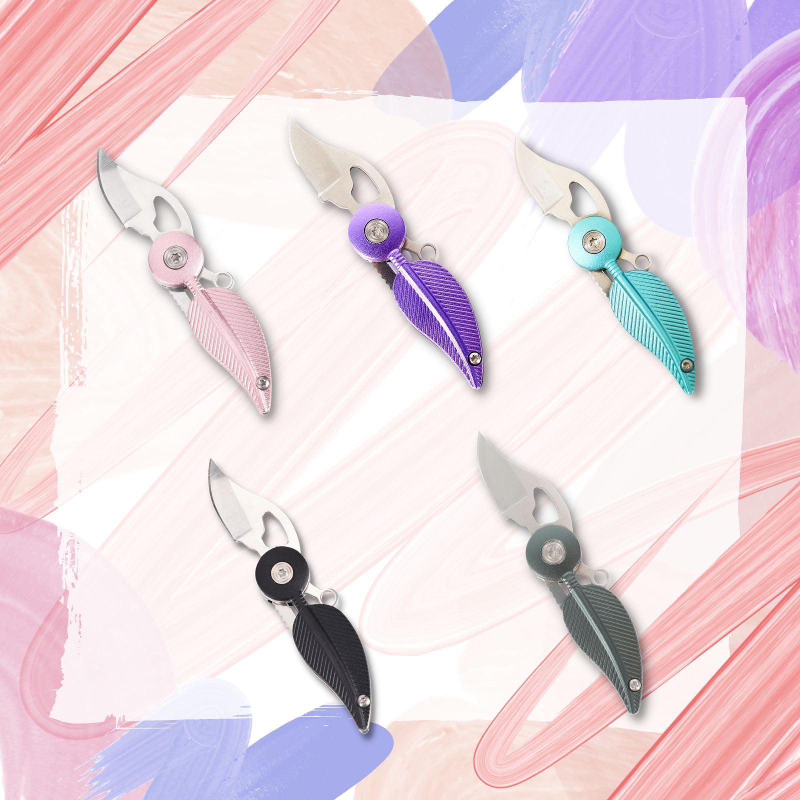 CHJIANAO Womens Mini Pocket Knife with Chain, Cool Gadget, Cute Key Accessory (Purple) - Image 4