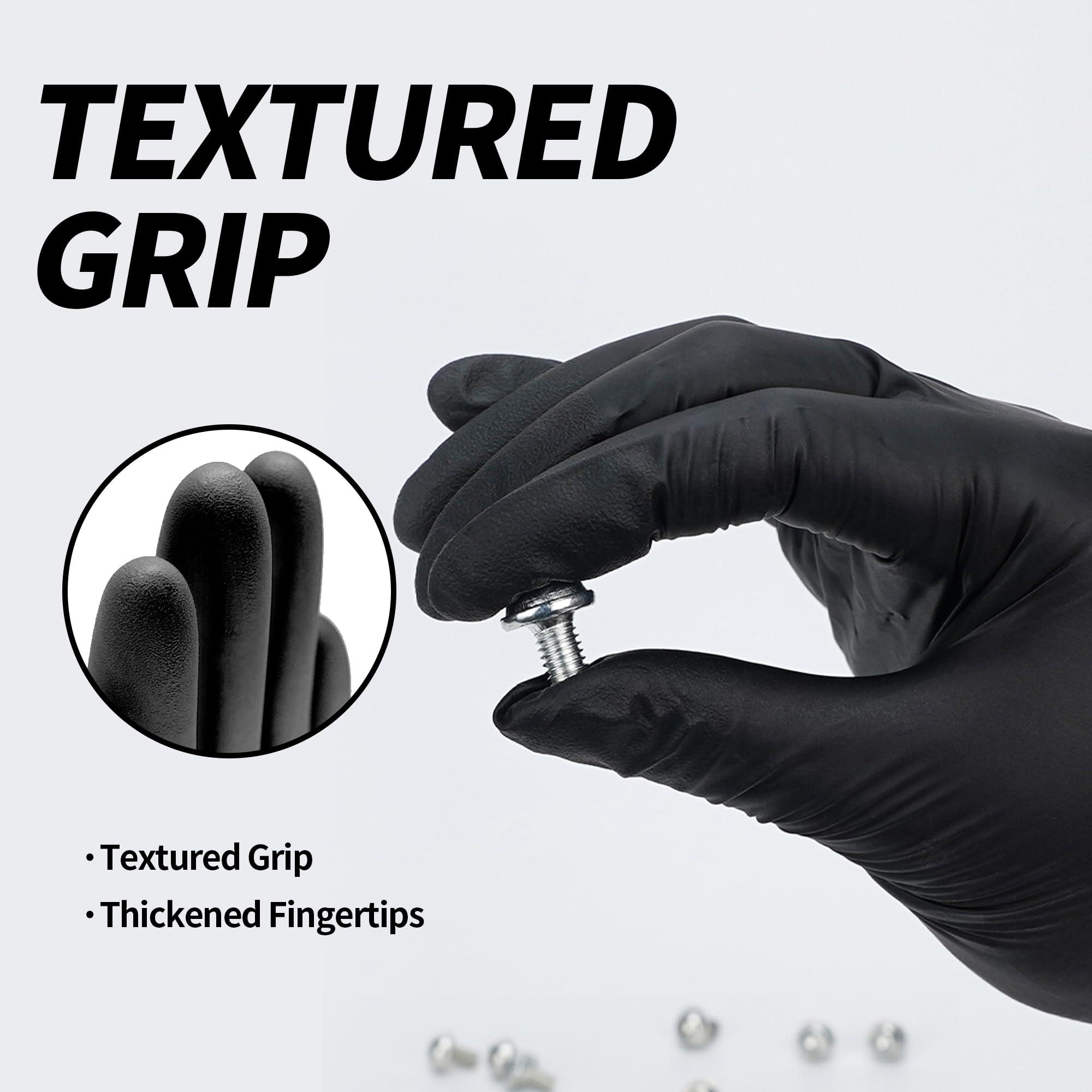 Basic Vinyl Exam Gloves, 4 mil Safty Glove Latex-Free & Powder-Free, SGBE 8003 Synmax Disposable Medical Glove Large (Case of 1000, Black) - Image 3