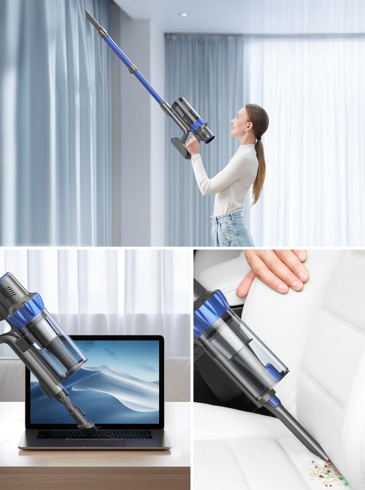 Cordless Vacuum Cleaner, 40KPA 450W Vacuum Cleaners for Home, Stick Vacuum with Color Touch Display, Intelligent Auto Mode, Up to 55Mins, Handheld Vacuum Cleaners for Hardwood Floor Carpet Pet Hair - Image 7