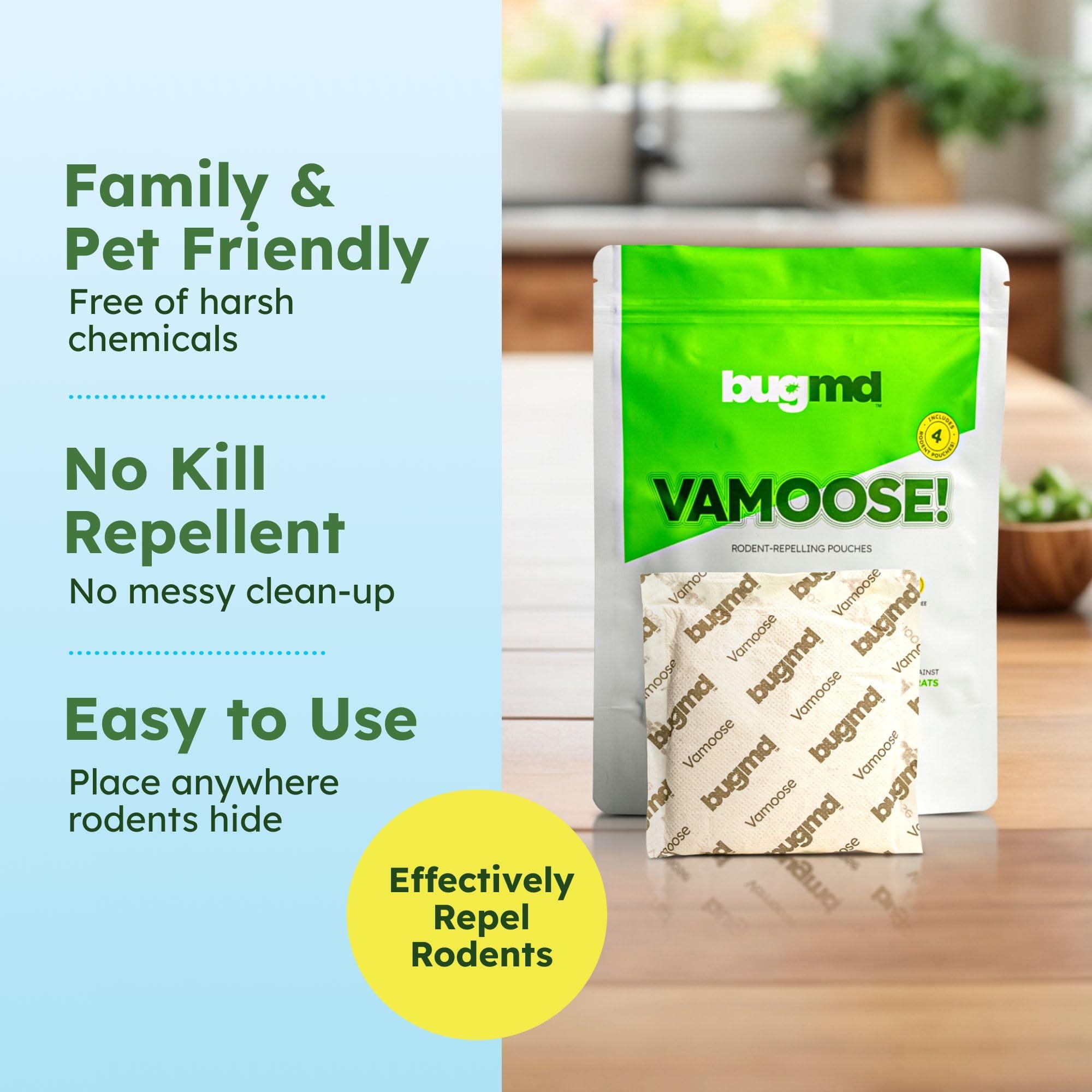BugMD Vamoose Rodent Repellent Pouches (1 Pack, 4 Pouches) Plant-Powered Rat Repellent, Mouse Deterrent, Indoor & Outdoor Mice Repellent, Best Mouse Repellent, Natural Rat & Mouse Repellent - Image 6