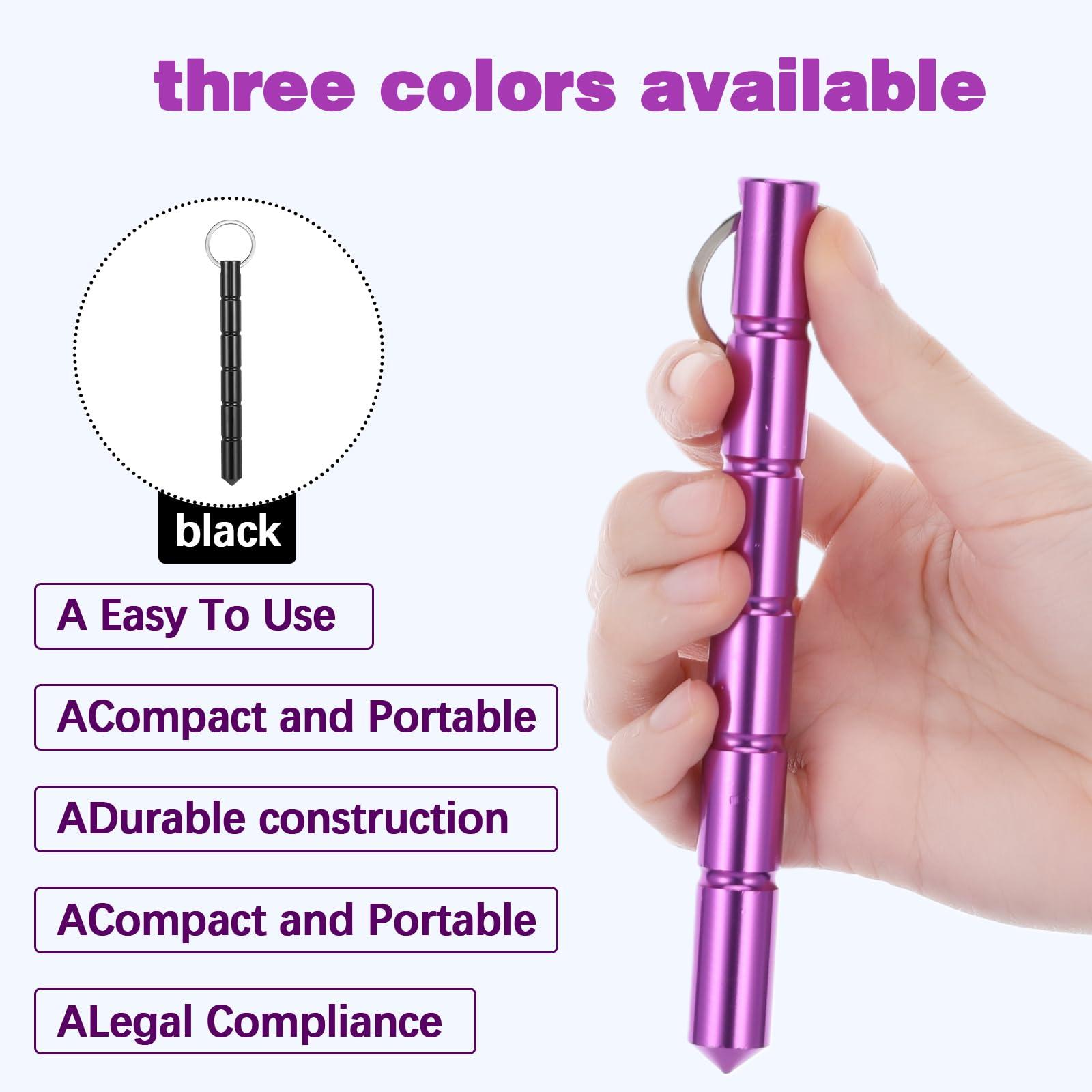 oruola 3 Pack Safety Keychain Set for Women, Self Defense Keychain, Metal Tactical Keychain, Aluminum Short Stick Protection Tool, Gift Keychains for Women Men(Purple, Blue, Black) - Image 3