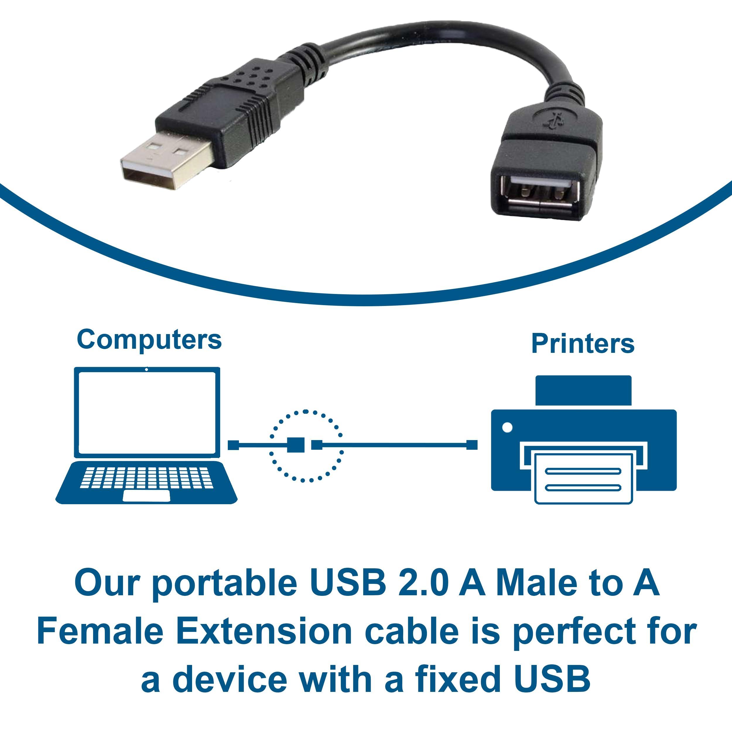 C2G Legrand USB Cable, USB A to A Cable, Short Extension USB Cable for USB Devices, 6 Inch USB Cord, Black, 1 Count, C2G 52119 - Image 2