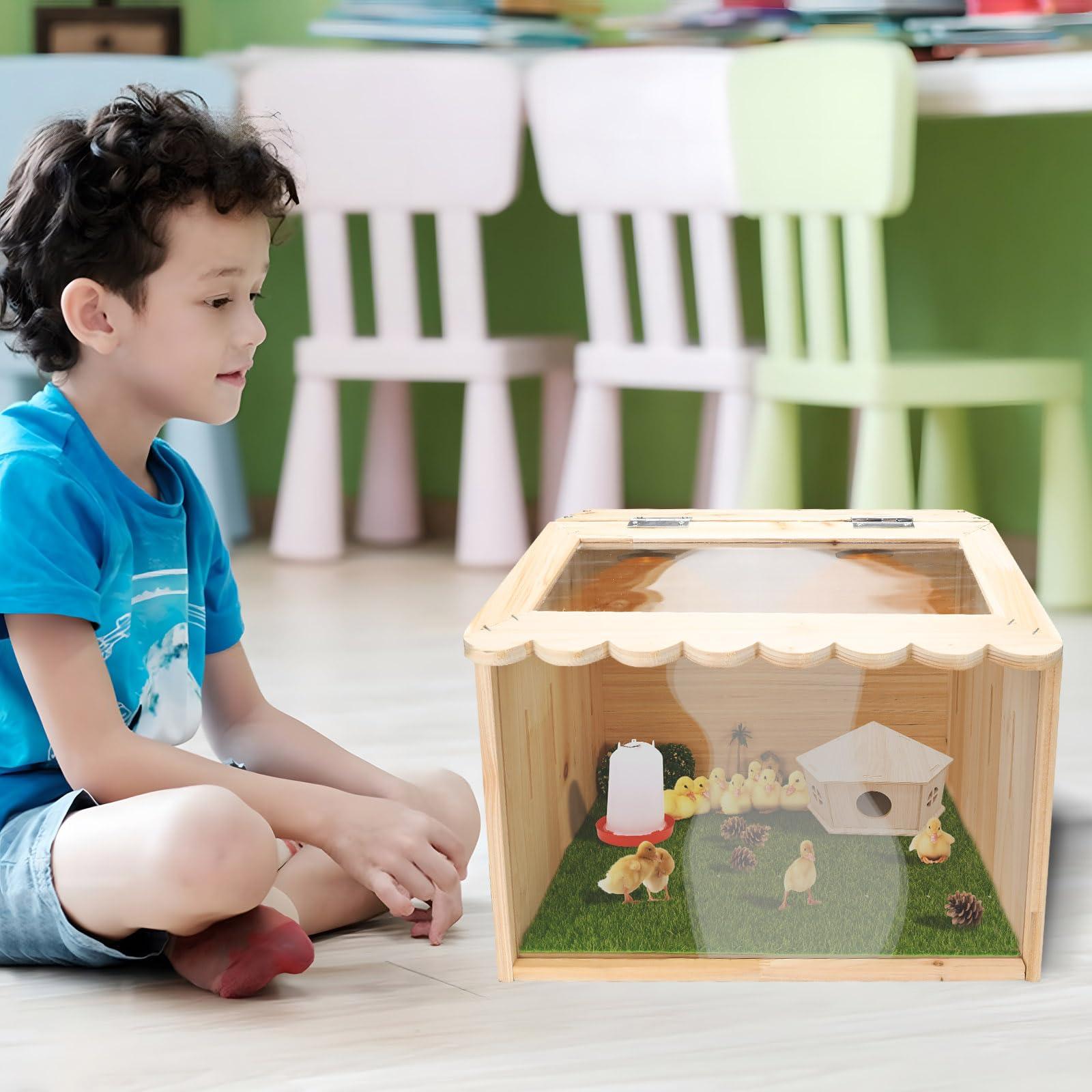 Chicken Brooder Box, Large Wooden Brooder Box for Chicks, Chick Brooder Baby Chicken Supplies, Animal Playpen with Top for Chickens, Ducks, Quails, Hamsters (15.7''*11.8''*11.8'') - Image 7