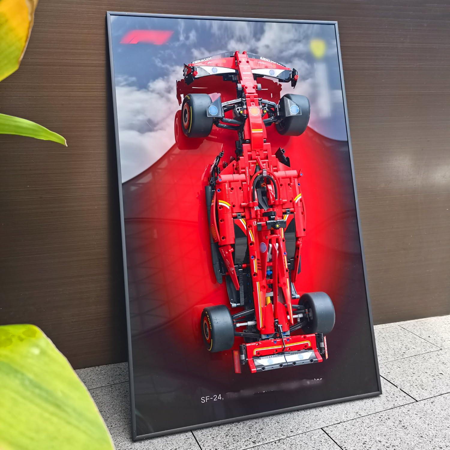 JKZUZU Display Wallboard for Lego Technic 42207 Ferrari SF-24 F1 Building Blocks,Adult Collectibles Wall Mount for Lego Car(No Car Included)