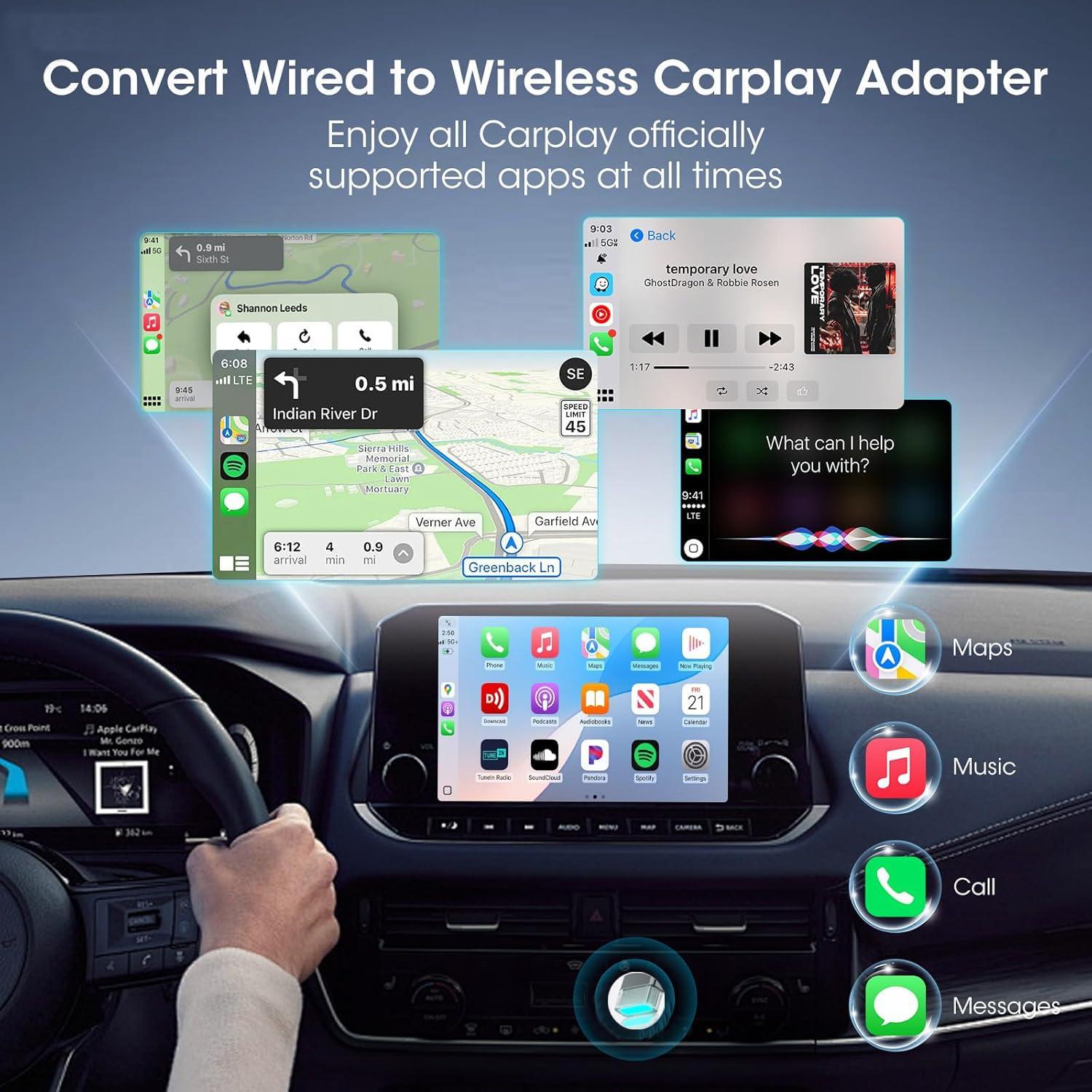 Mini Wireless Carplay Adapter for Apple iPhone,Plug and Play Easy Setup Automatic Reconnect,Convert Wired to Bluetooth Wireless Car Play Dongle,for Older Cars 2016+ & iPhone iOS 10+ (USB A) Grey01 - Image 2