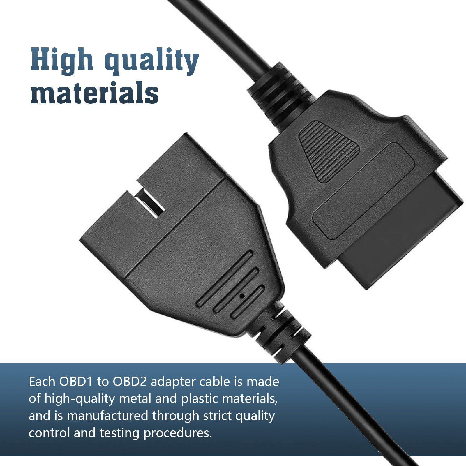 Flygun 1 PC OBD1 Scanner Connector, OBD1 to OBD2 GM Adapter, Scanning Diagnostic Extension Tool Cable Connector, Compatible with GM 12 Pin to OBD1 to OBD2 16 Pin Connector (Black) - Image 6