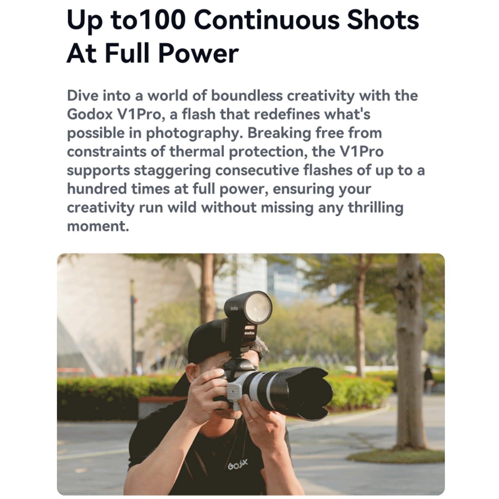 Godox V1 V1Pro C Flash for Canon Camera TTL Speedlight, 1/8000 HSS 500 Full Power Flashes, 1.3s Recycle Time, 2.4G Wireless with External Flash SU-1 for Canon EOS Cameras (Godox V1ProC USA Version) - Image 4