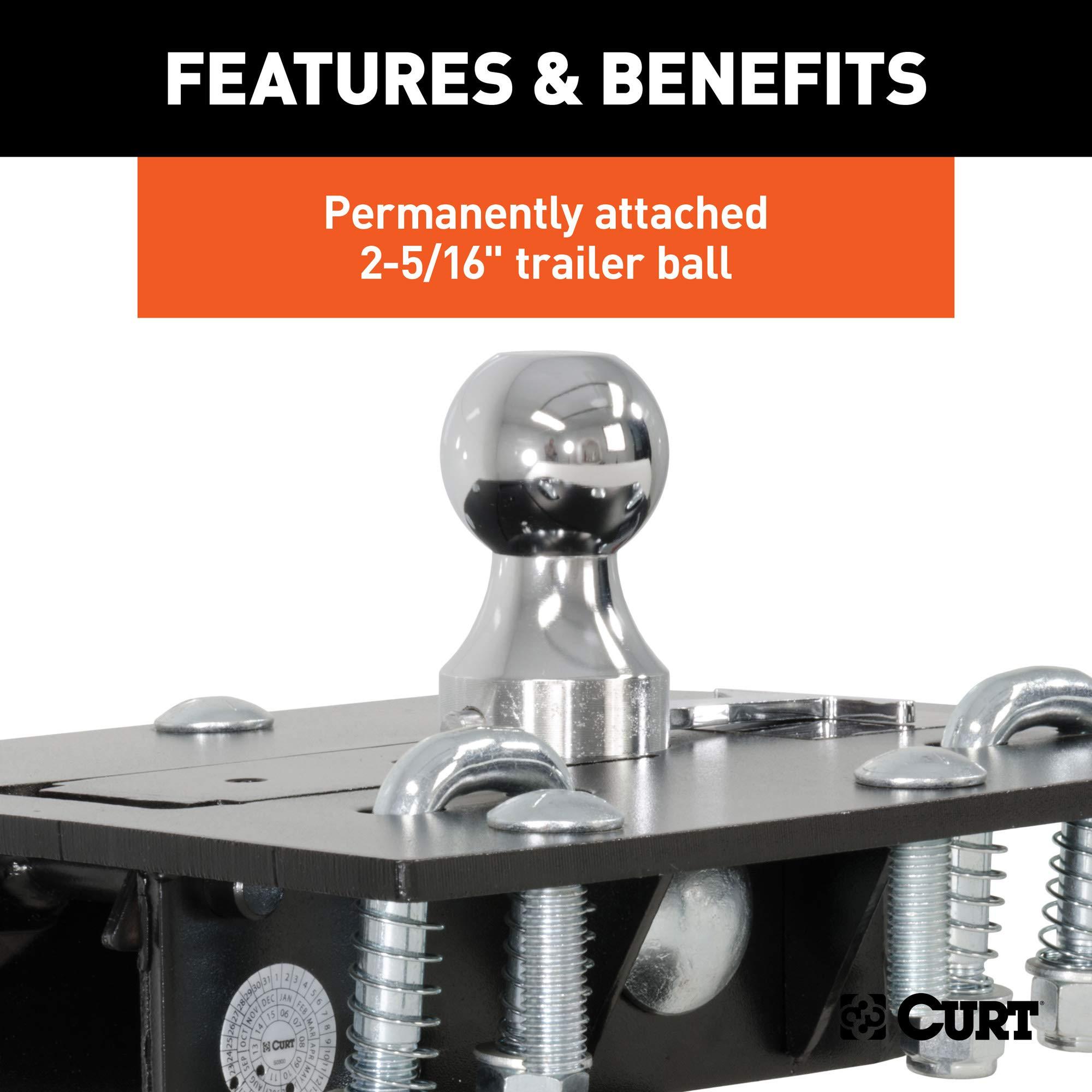 CURT 61052 Over-Bed Folding Ball Gooseneck Hitch, 30,000 lbs, 2-5/16-Inch Ball - Image 5