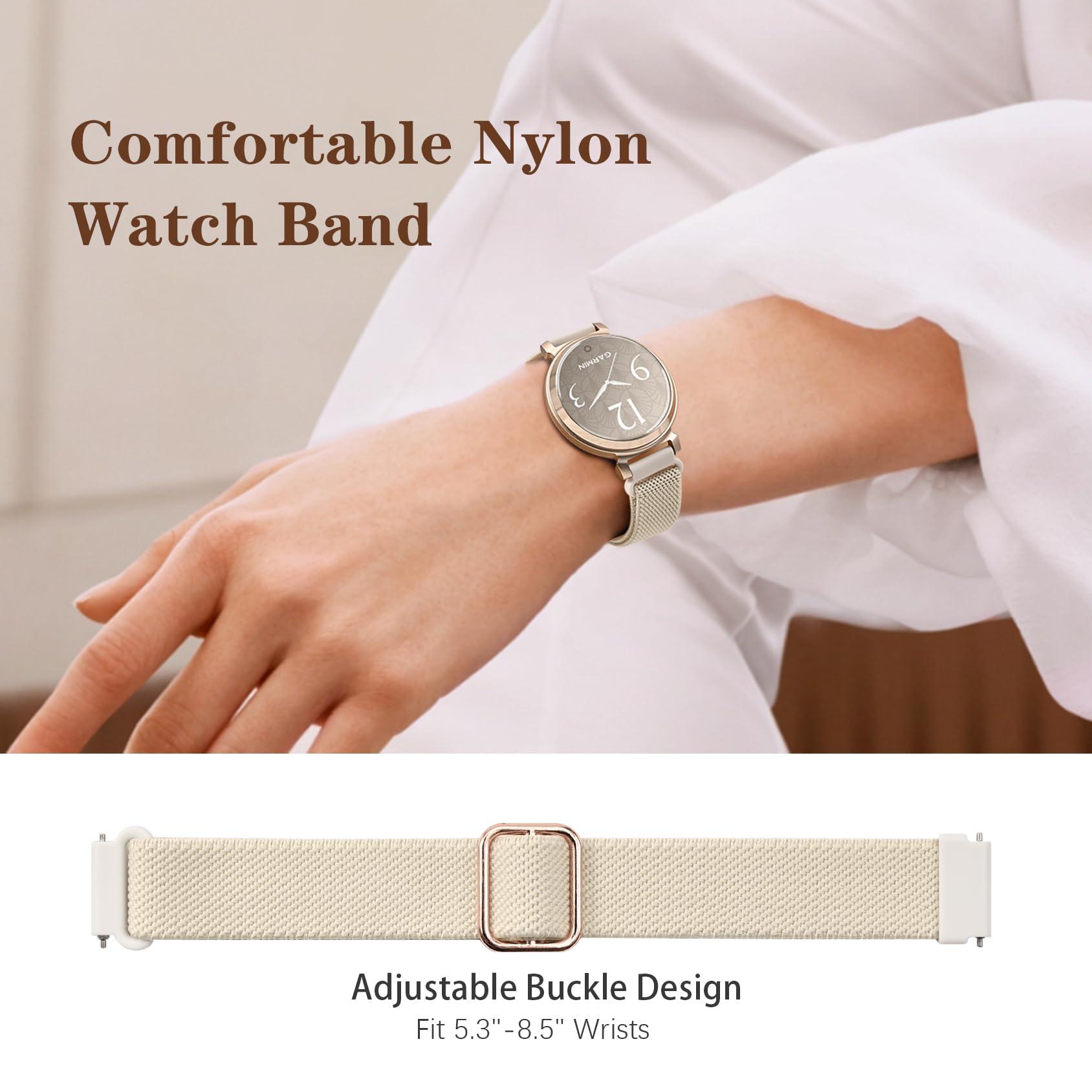 Elastic Nylon Bands Compatible with Garmin Lily 2, 14mm Stretchy Nylon 2 Pack Soft Loop Straps Quick Release Replacement Adjustable Wristband for Lily 2 Classic/Active Smart Watch Accessory for Women - Image 3